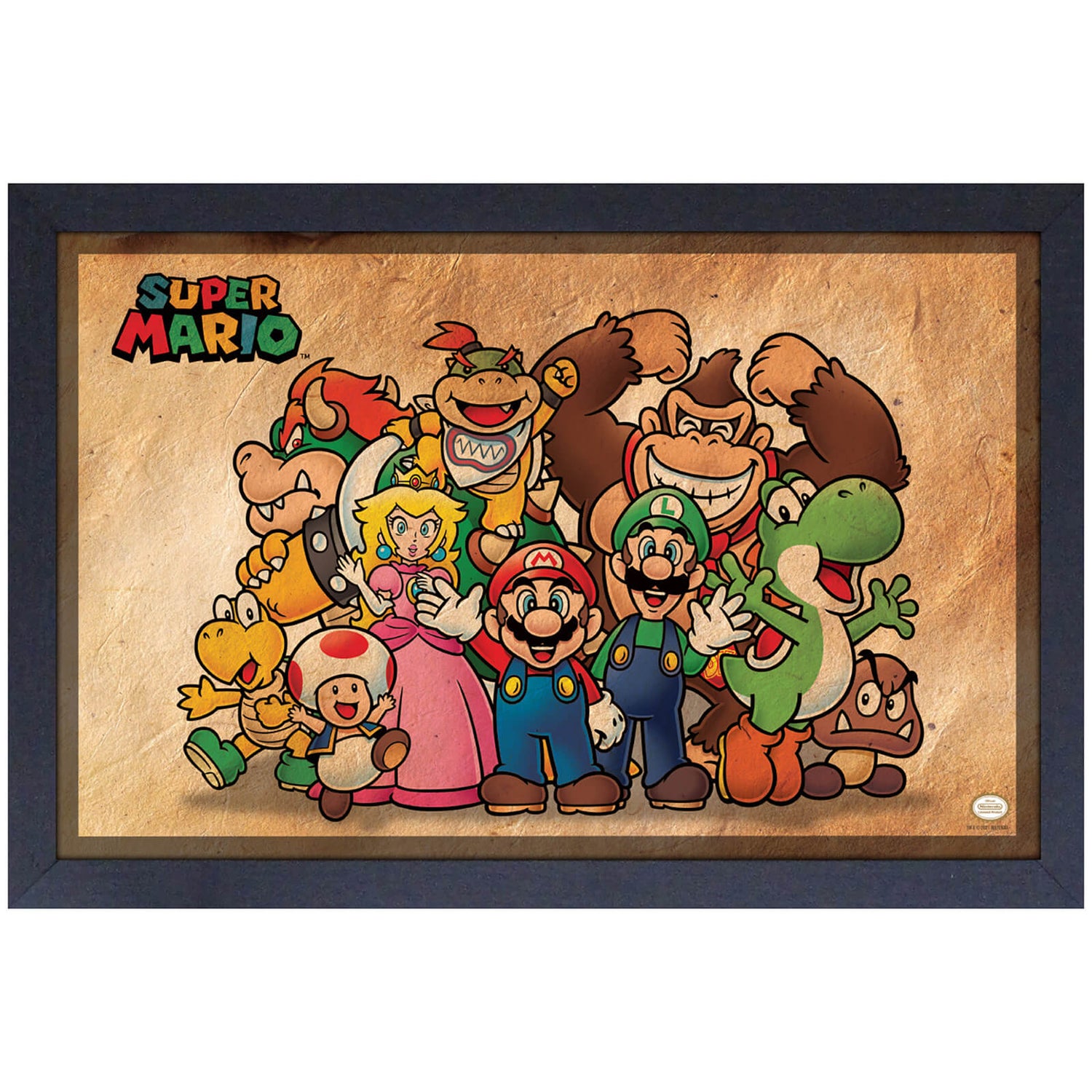 Super Mario Bros. Old Paper Framed Art Print