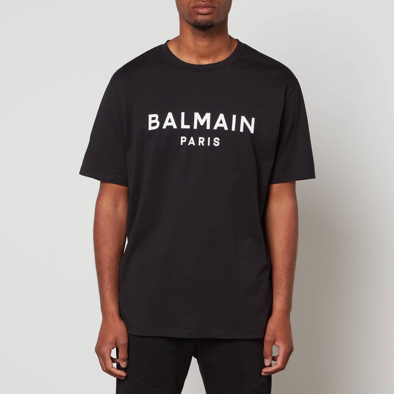 Balmain Men's Straight Fit Printed T-Shirt - Black/White - S
