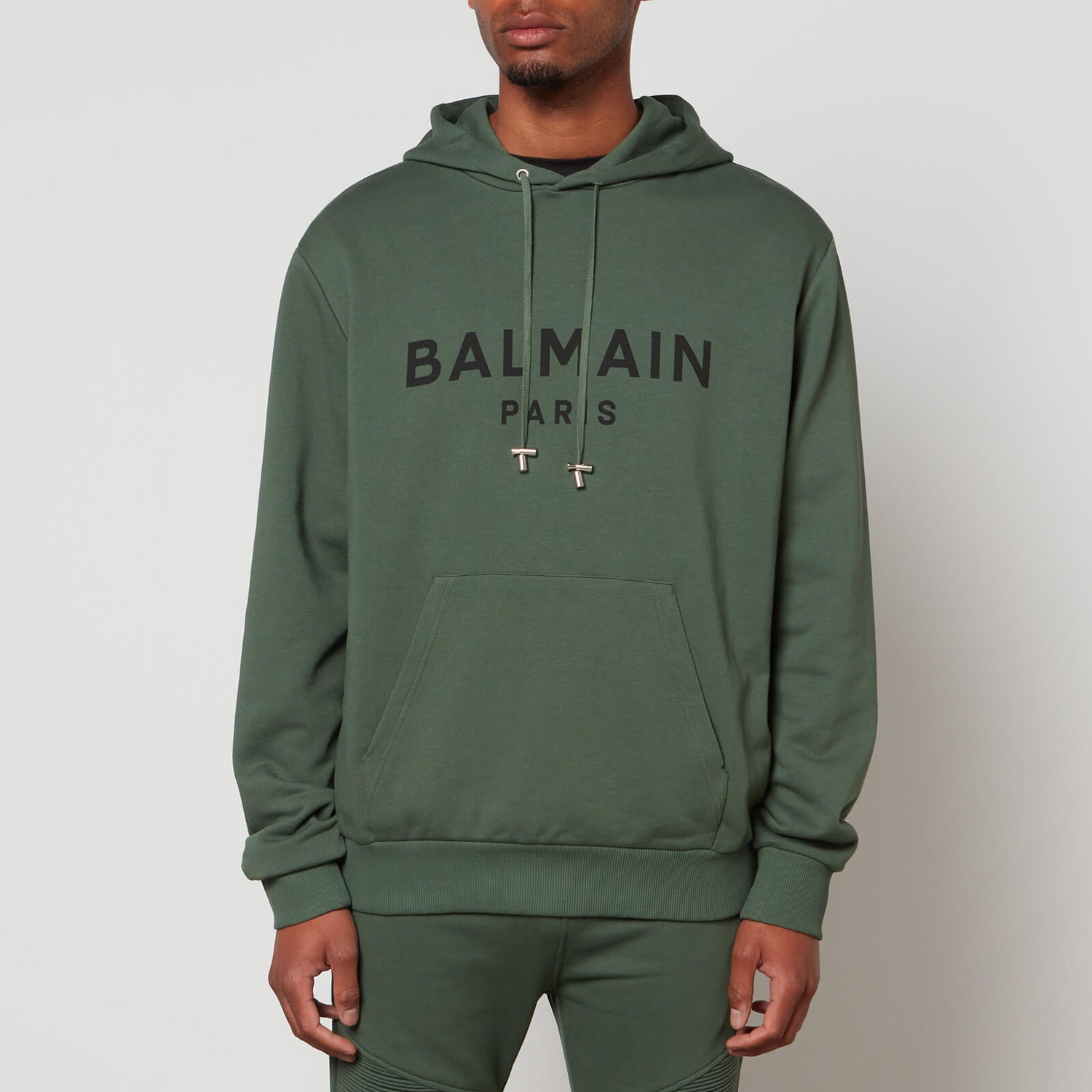 Balmain Men's Printed Hoodie - Green/Black - S