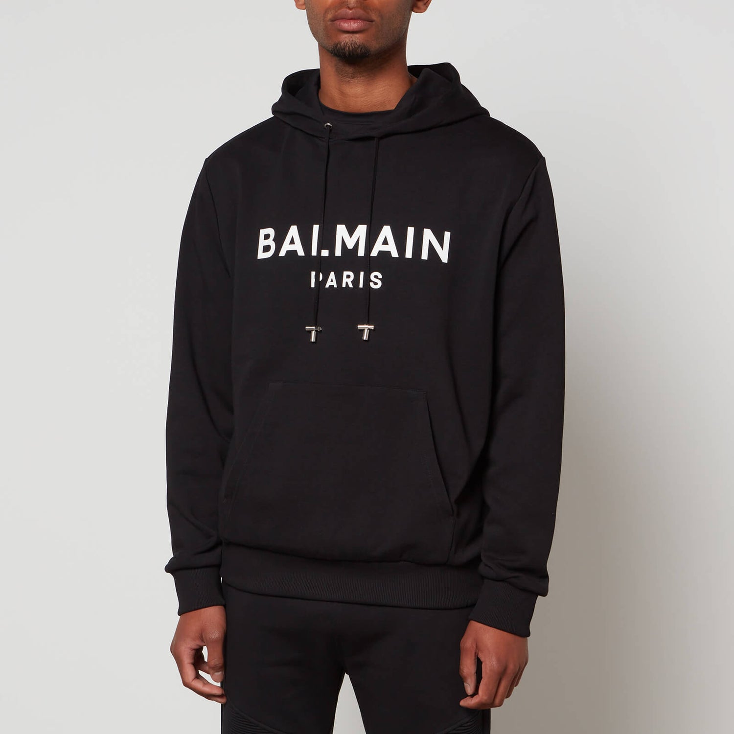 Balmain Men's Printed Hoodie - Black/White - S