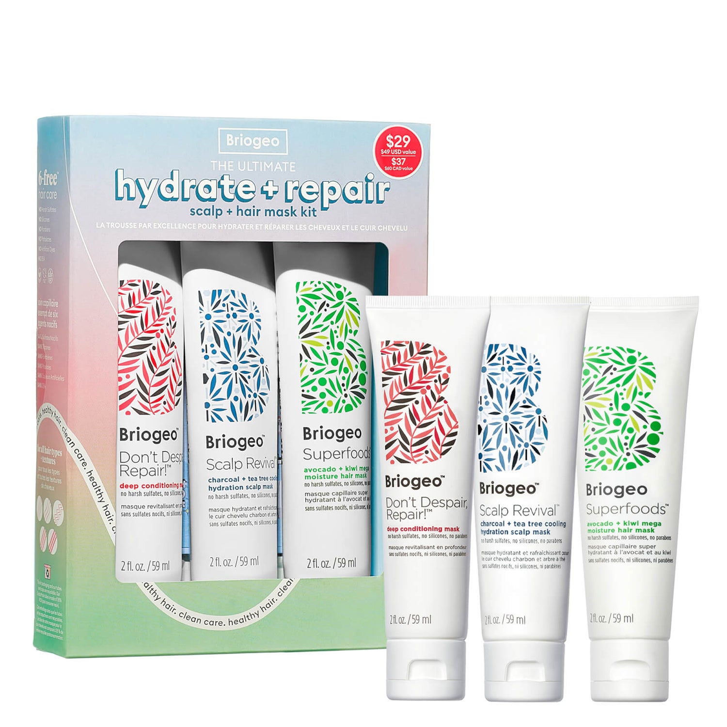 Briogeo The Ultimate Hydrate and Repair Hair and Scalp Mask Kit (Worth $49.00)