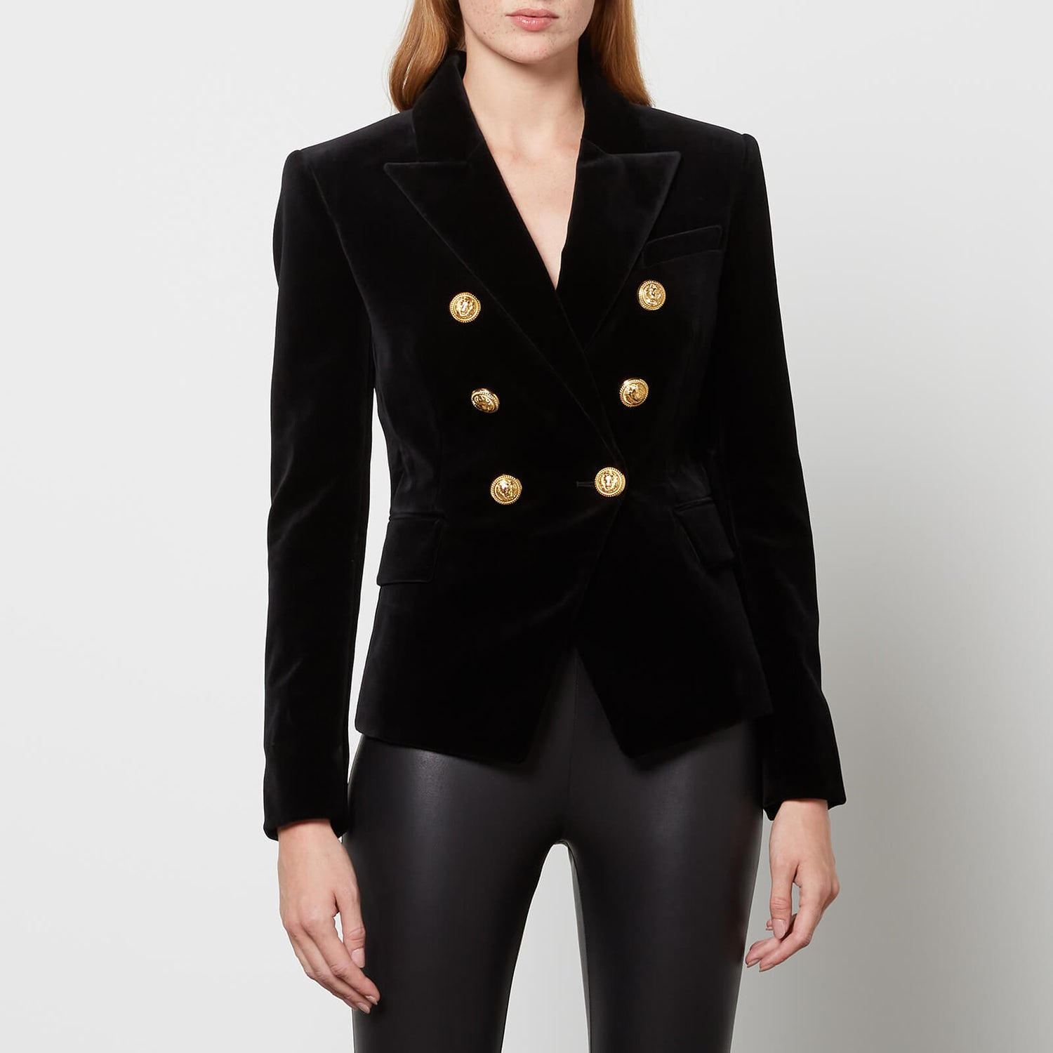 Balmain Women's 6 Buttoned Velvet Jacket - Black - FR 36/UK 8