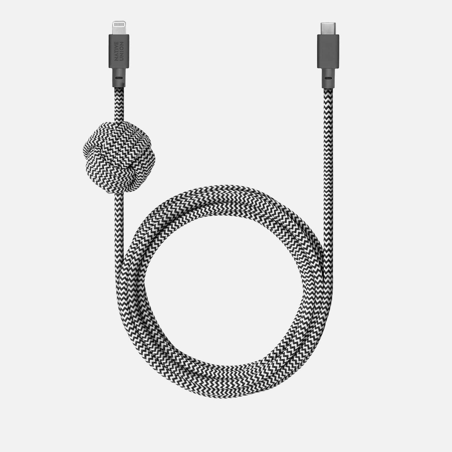 Native Union Charging Night Cable 10m - USB-C to Lightning - Zebra