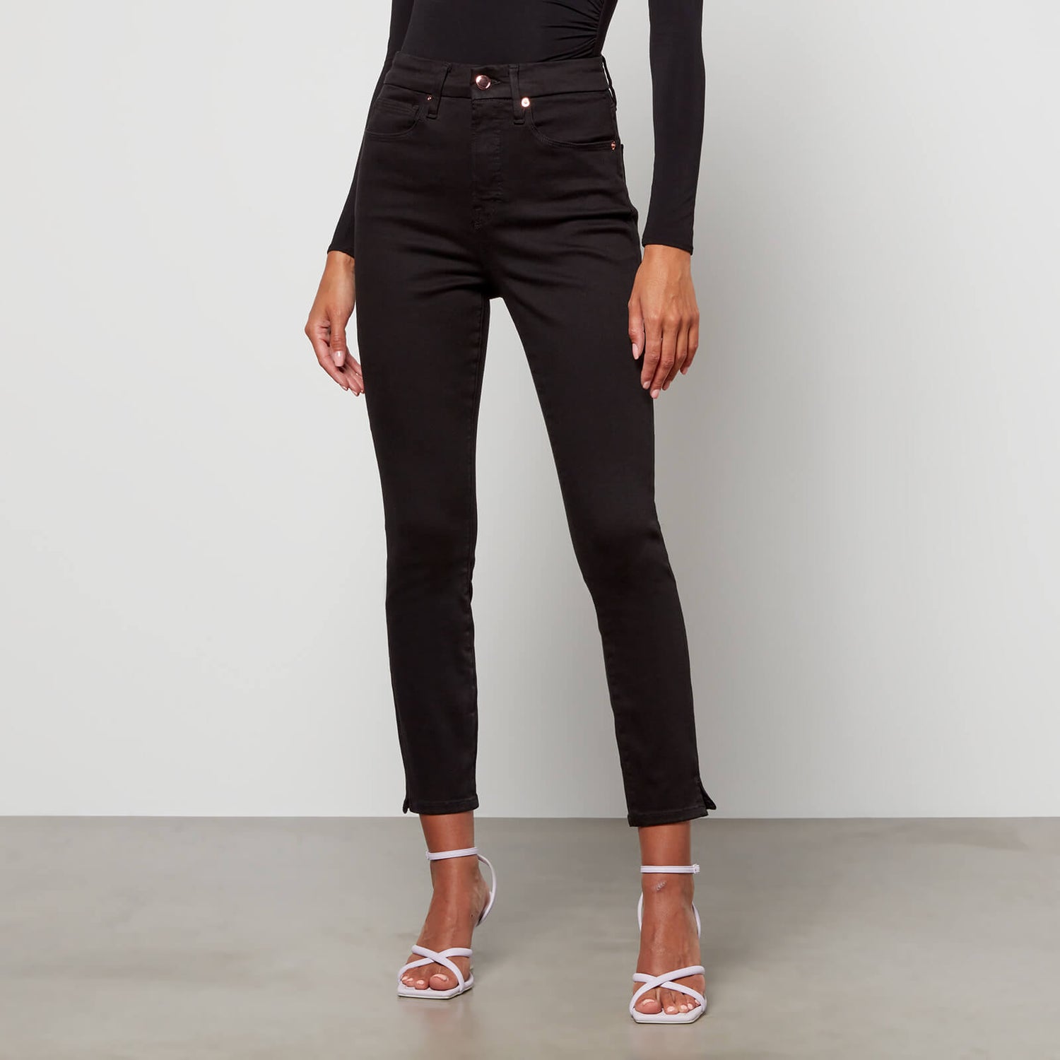 Good American Women's Good Waist Crop Side Slit Jeans - Black001 - US 6/UK 10