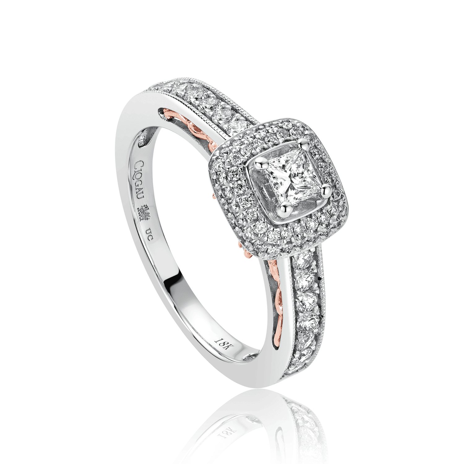 White Rose Gold Cecelia Princess Diamond Engagement Ring Size T