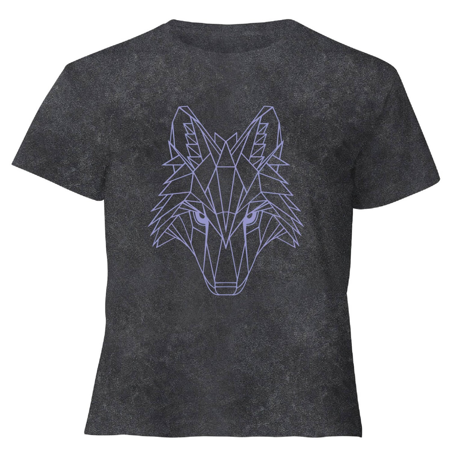 Wolfpack Head Women's Cropped T-Shirt - Black Acid Wash