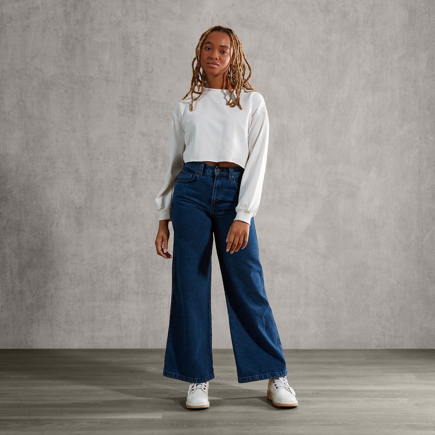 Women s Denim Baggy Jean Indigo Wash Blue Kickers
