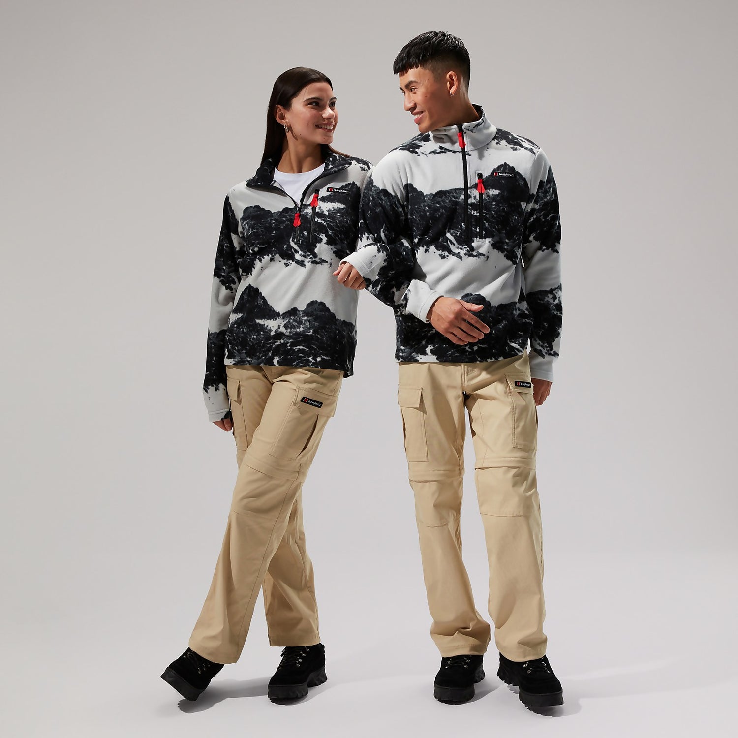 Unisex Prism Print Trango Half zip Fleece Grey Black Berghaus