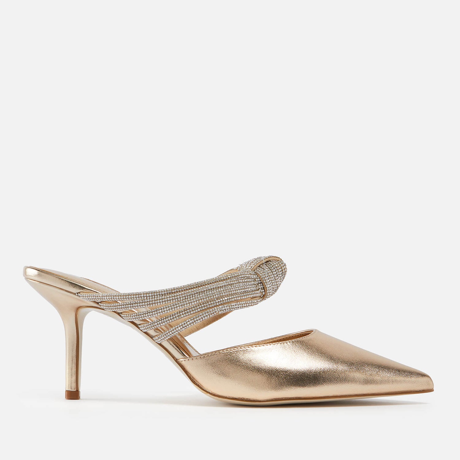 Dune Croatia Crystal-Embellished Metallic Leather Heeled Mules