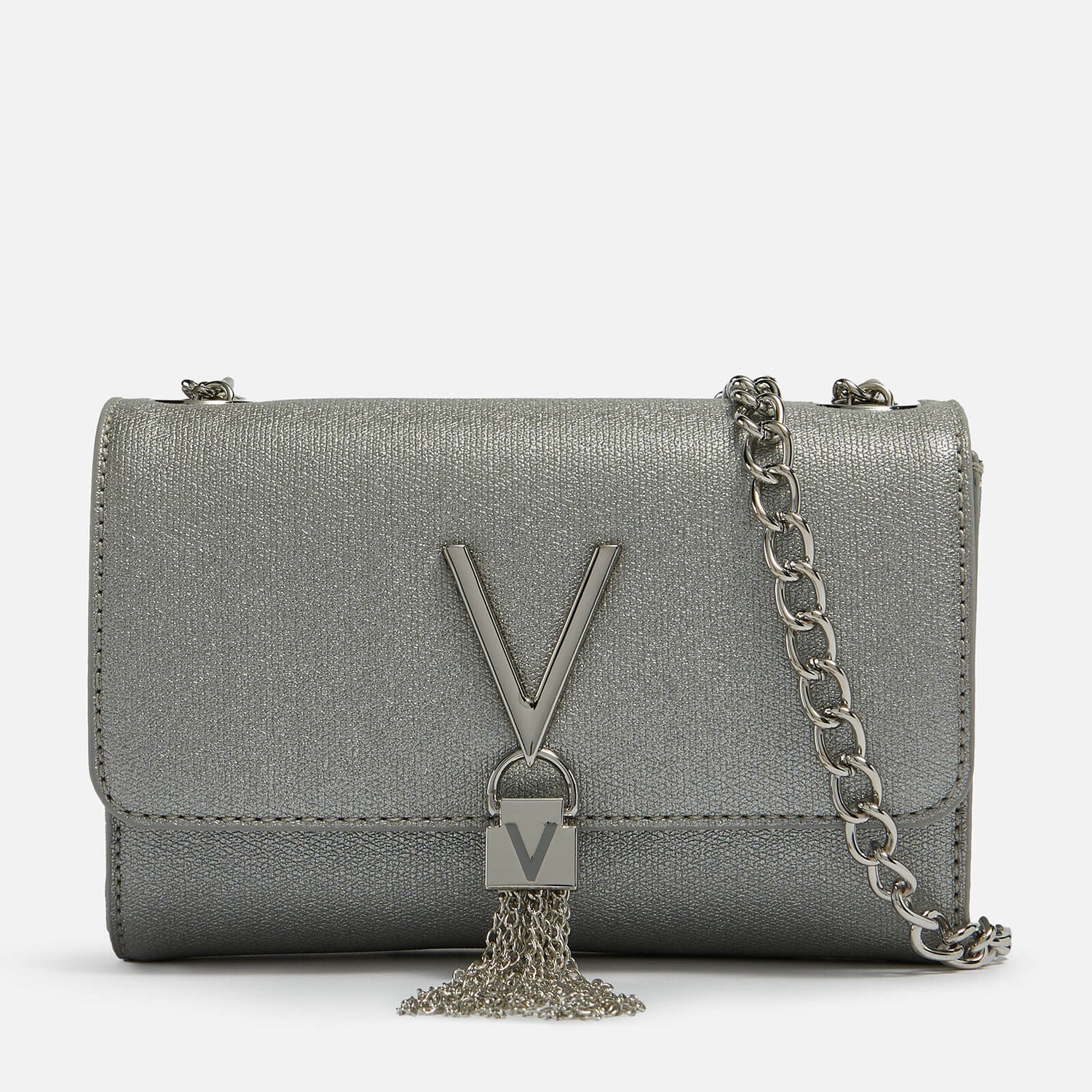 Valentino Bags Divina Glittered Faux Leather Shoulder Bag