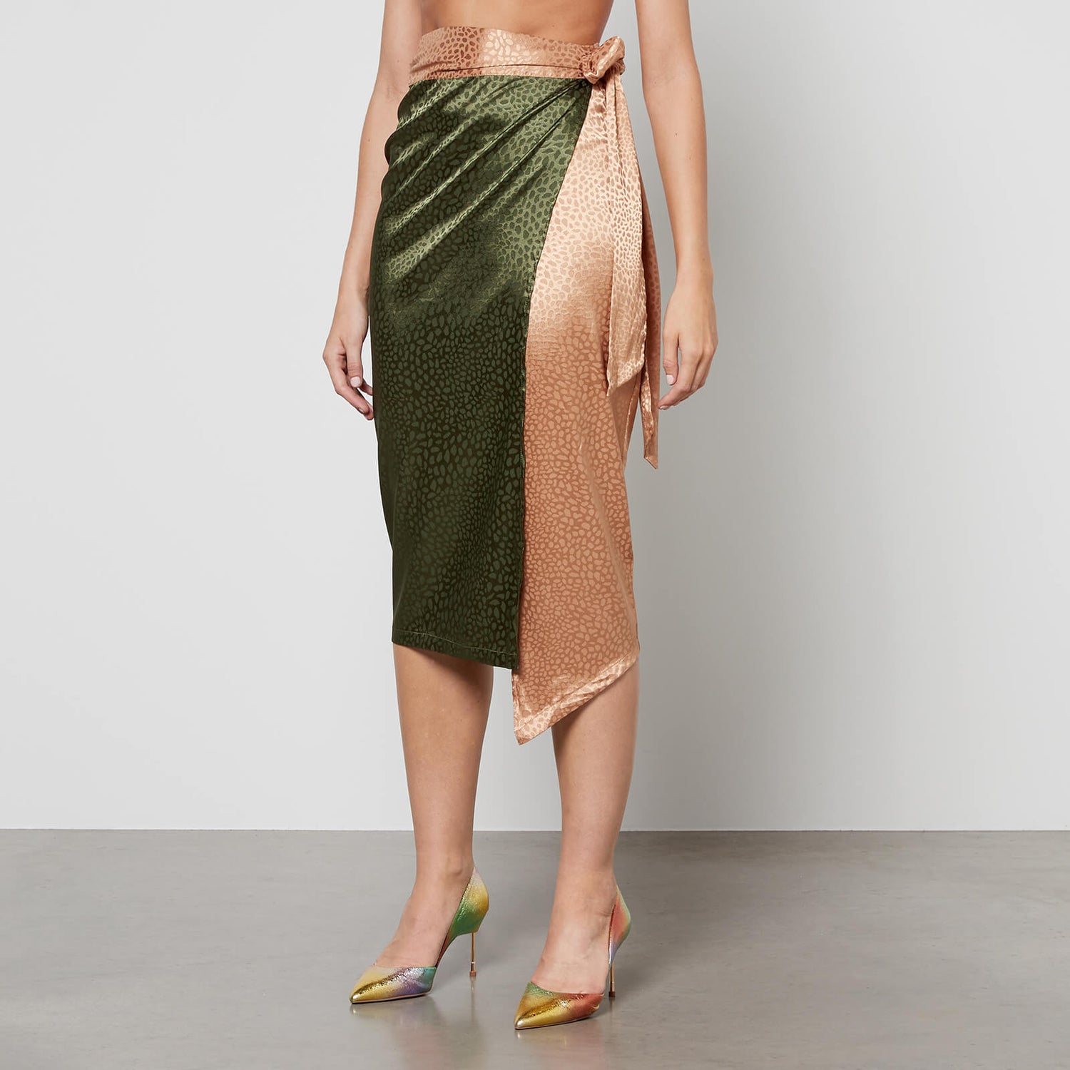 Never Fully Dressed Jaspre Satin Wrap Midi Skirt - M