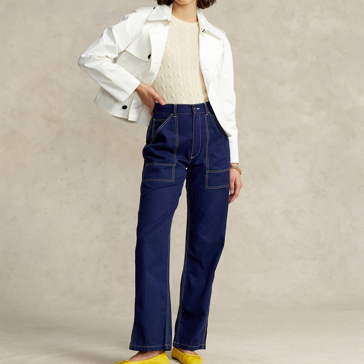 Polo Ralph Lauren Women's Marge Pt-Full Length-Flat Front Jeans - Newport Navy - UK 4