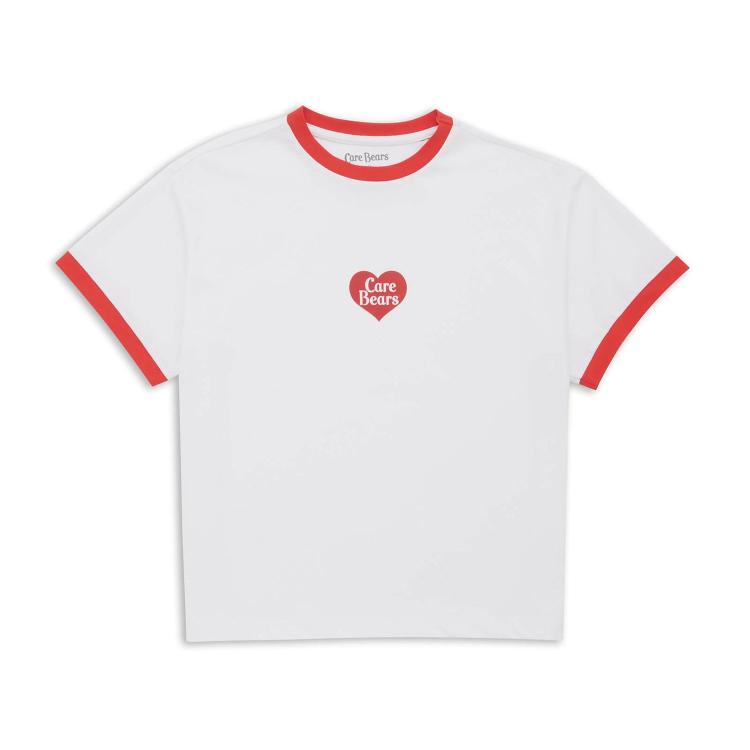 Care Bears Key Logo Women's Cropped Ringer T-Shirt - White Red