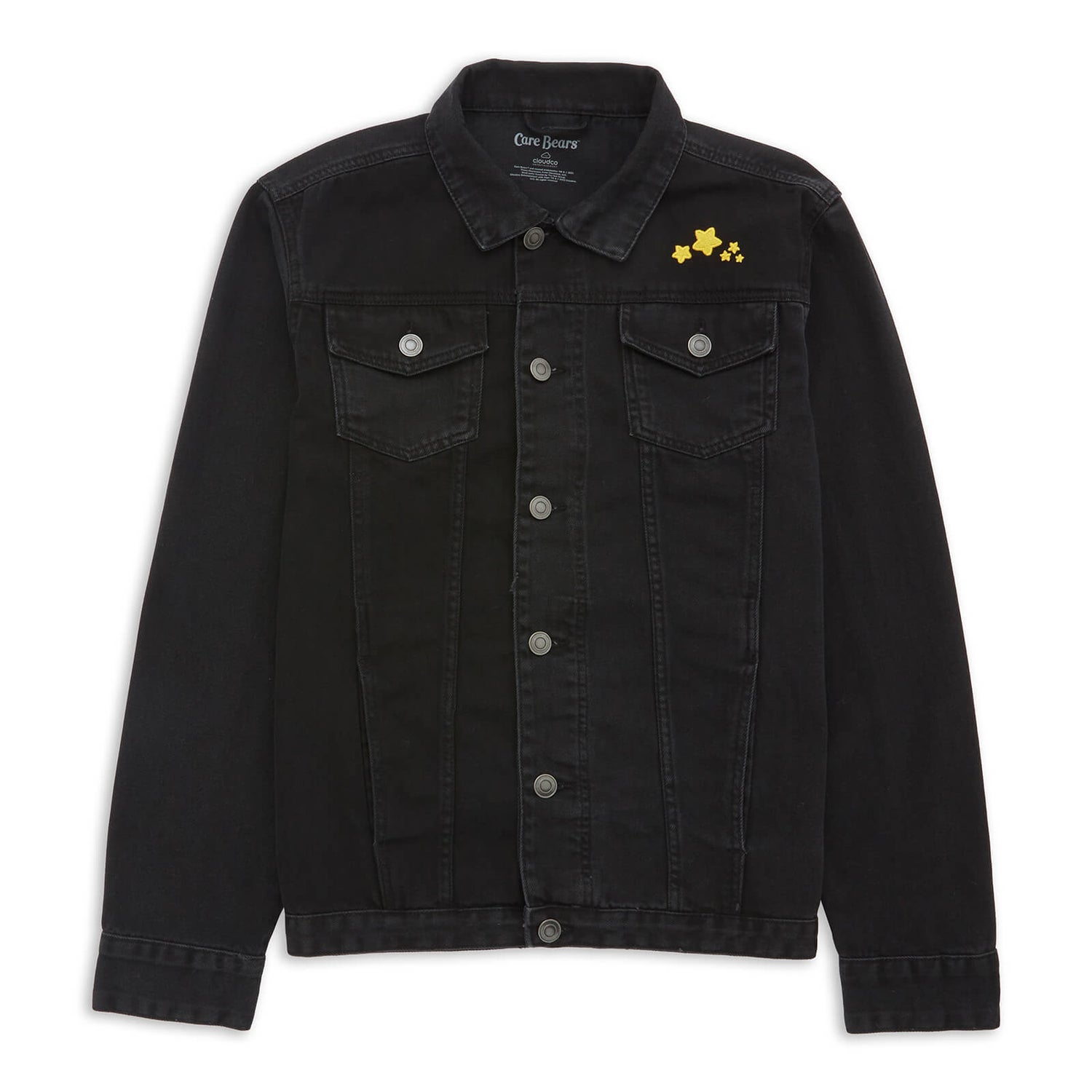 Care Bears In The Clouds Embroidered Denim Jacket - Black