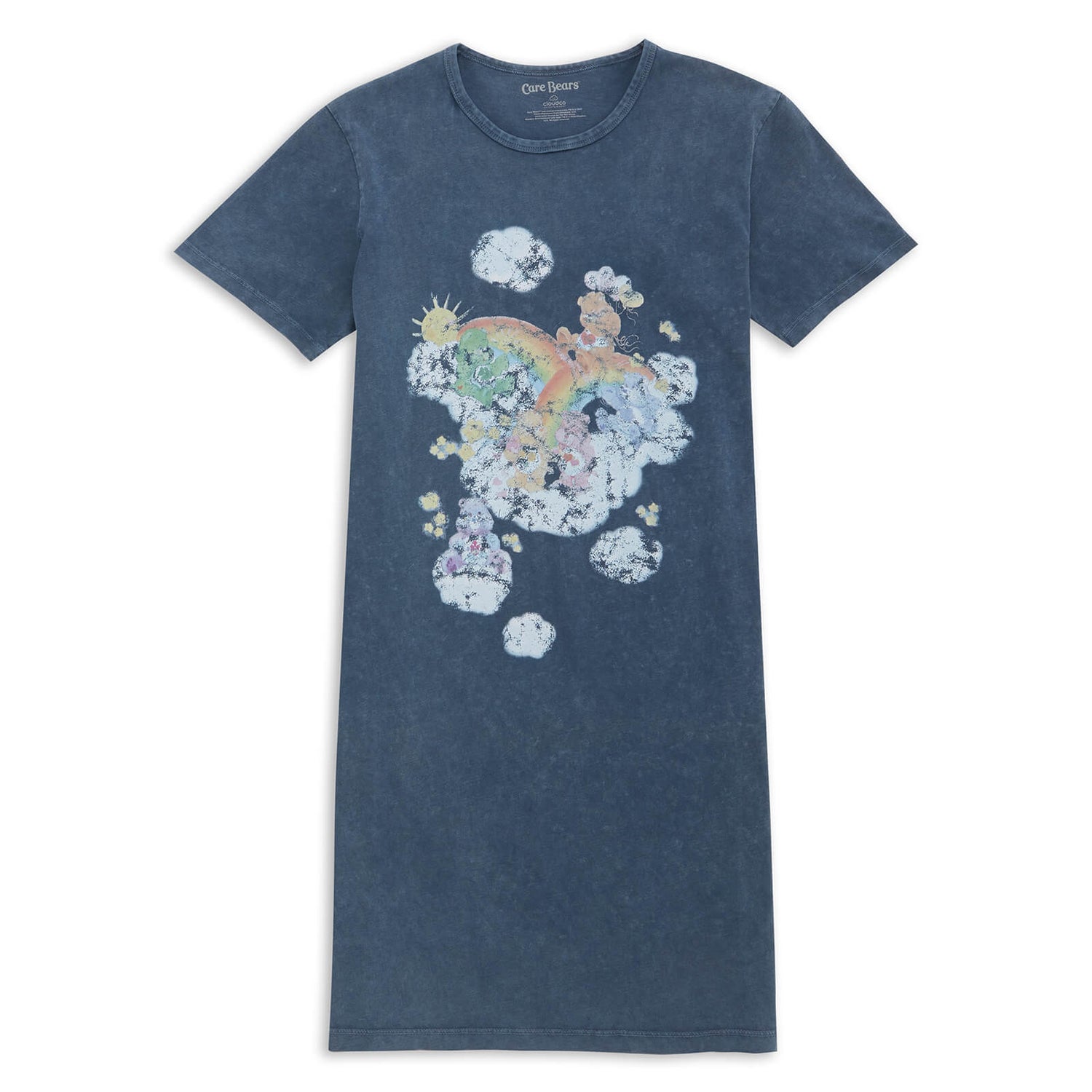 Care Bears In The Clouds Women's T-Shirt Dress - Navy Acid Wash
