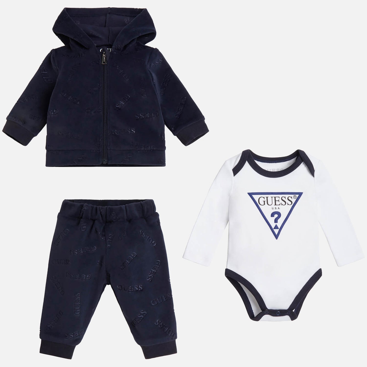 Guess Girls' Logo Jersey and Chenille Tracksuit and Body Set