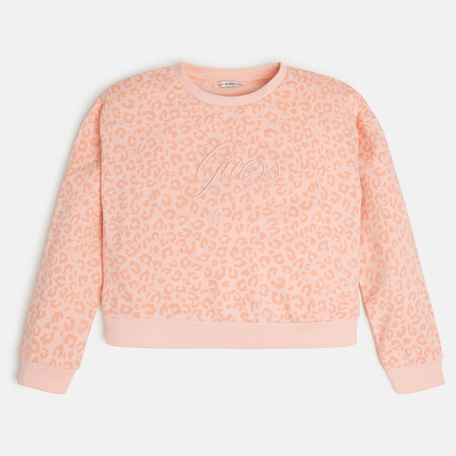 Guess Girls' Logo-Embroidered Leopard-Print Cotton Sweatshirt