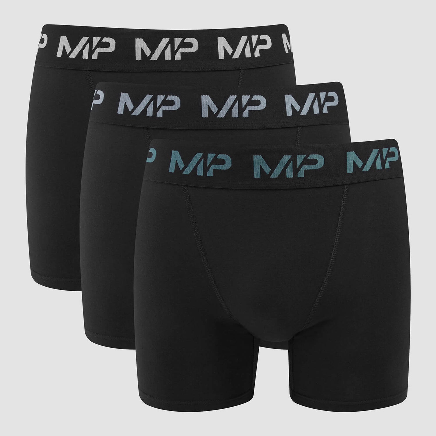 Мужские боксеры MP с цветным логотипом (3 пары) — Черный/дымчато-синий/синий/темно-серый - XXS