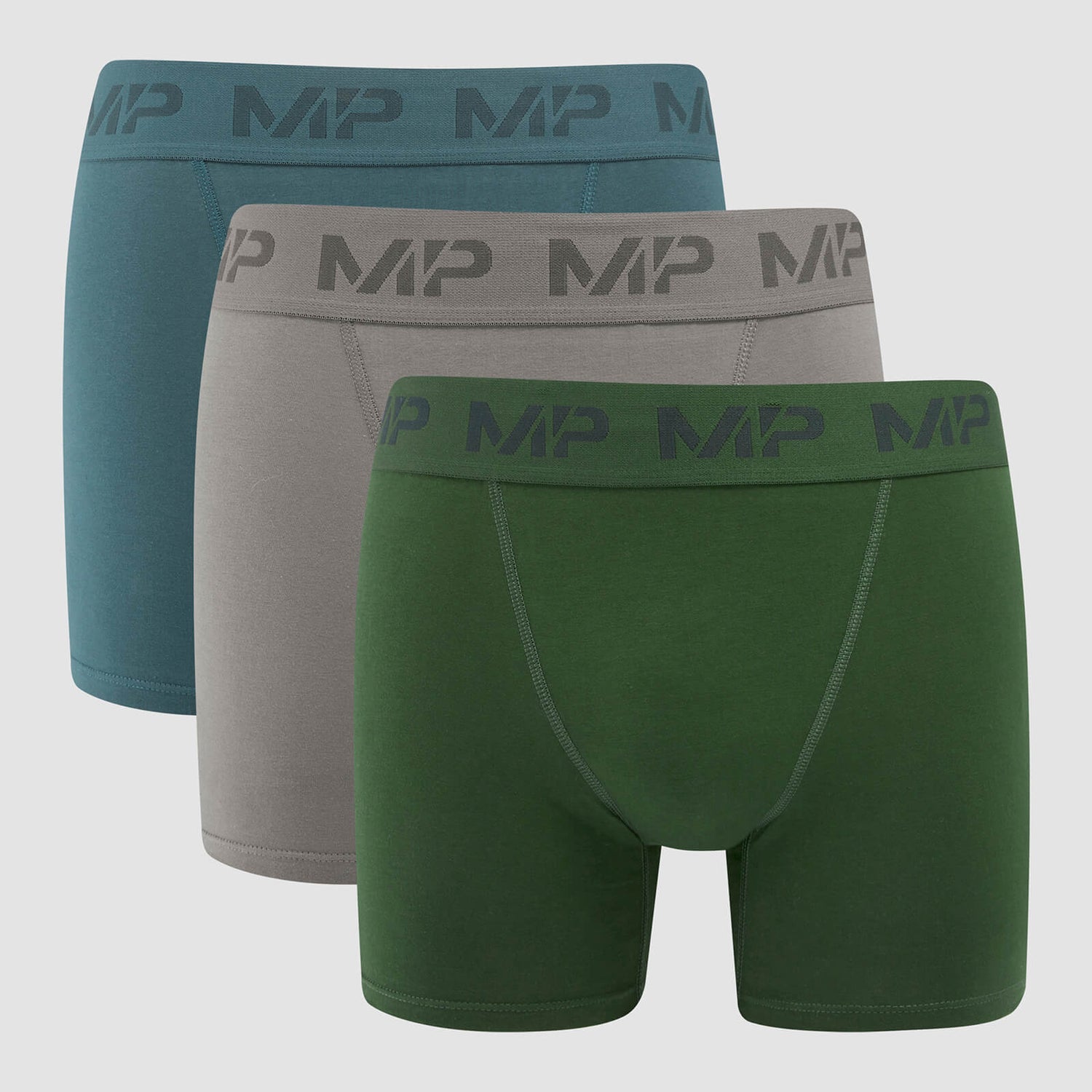 Bóxers para hombre de MP (paquete de 3) - Gris carbón/azul ahumado/verde oscuro - XS