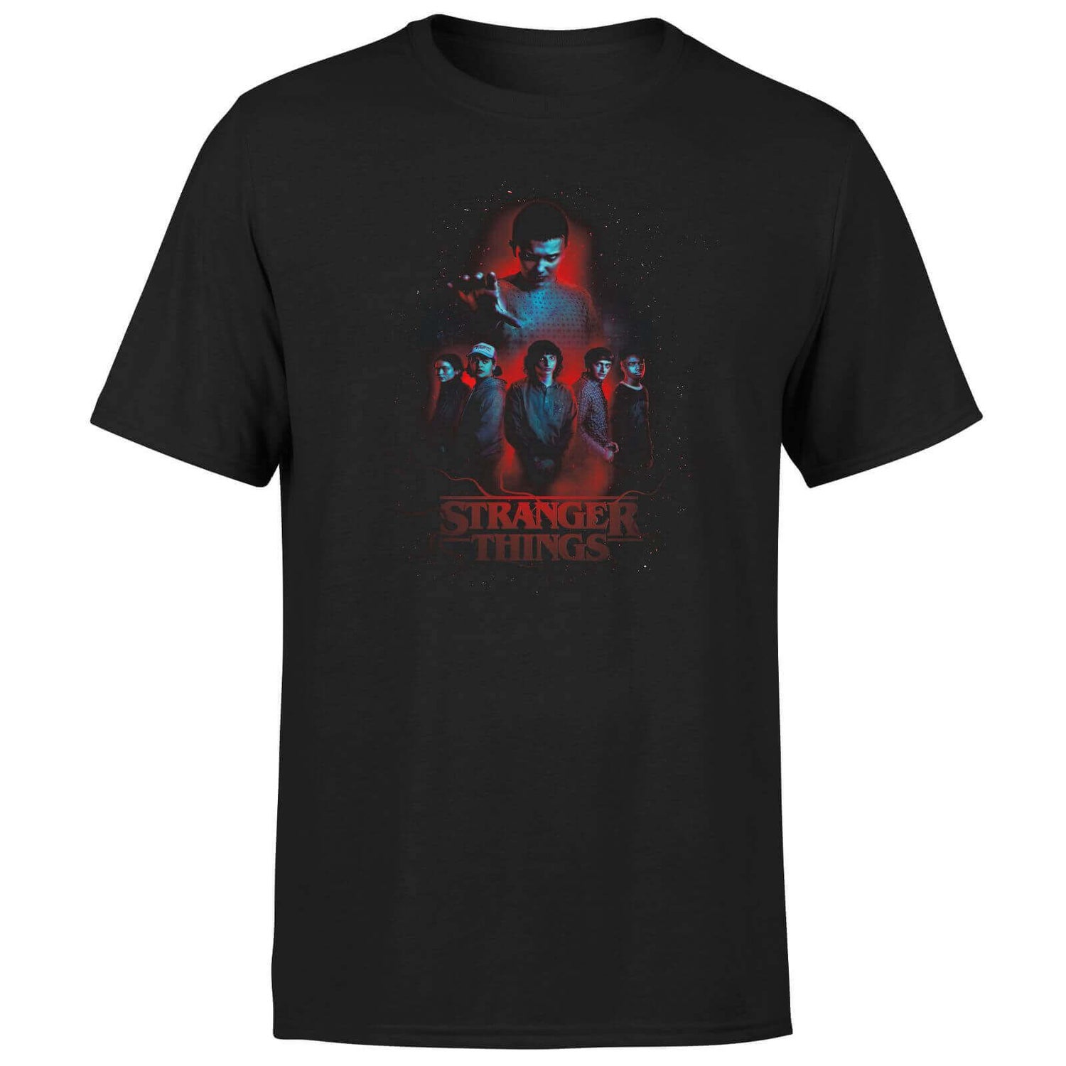 Stranger Things Karakter Samenstelling Unisex T-shirt - Zwart - L - Zwart