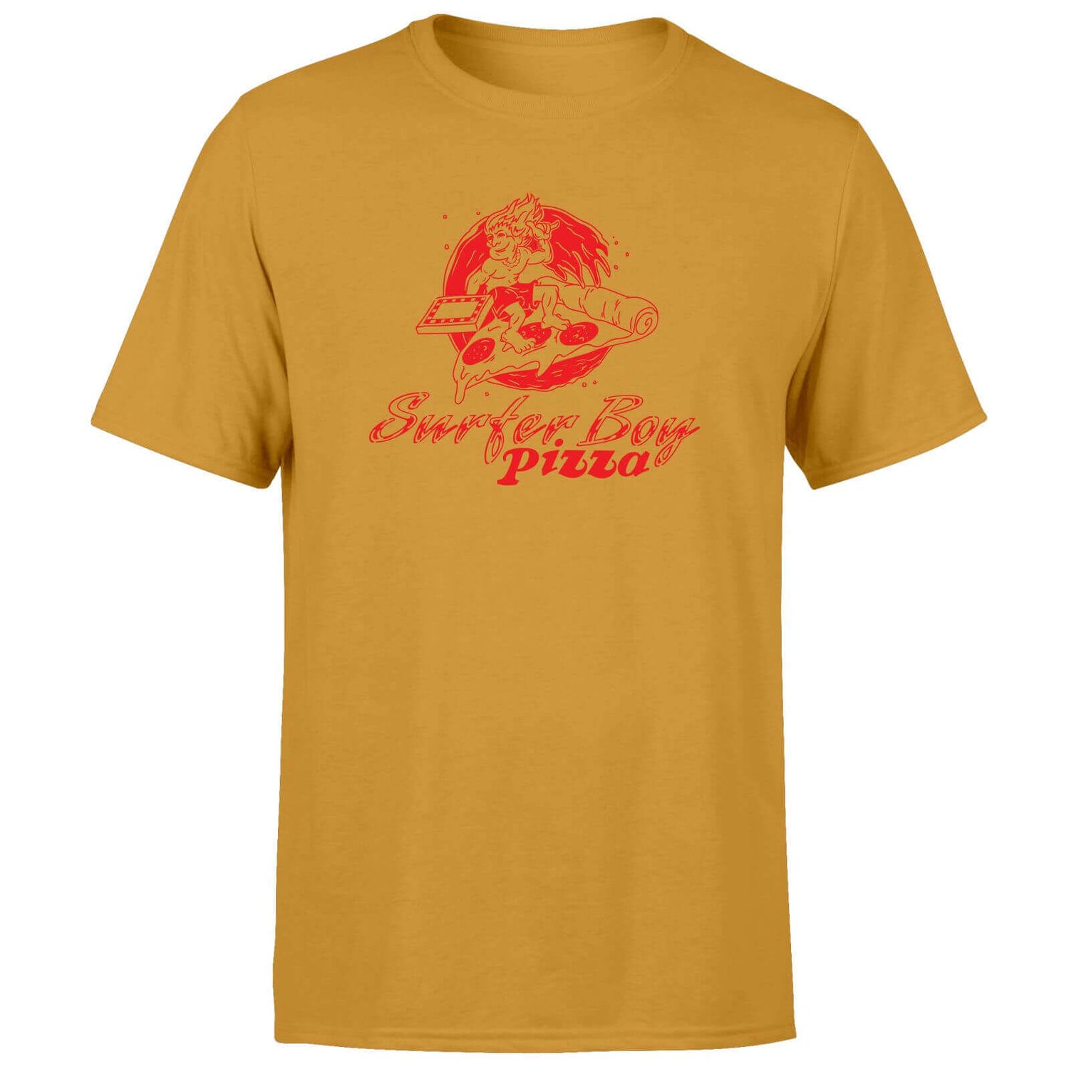 T-Shirt Unisexe Stranger Things Surfer Boy Pizza - Moutarde