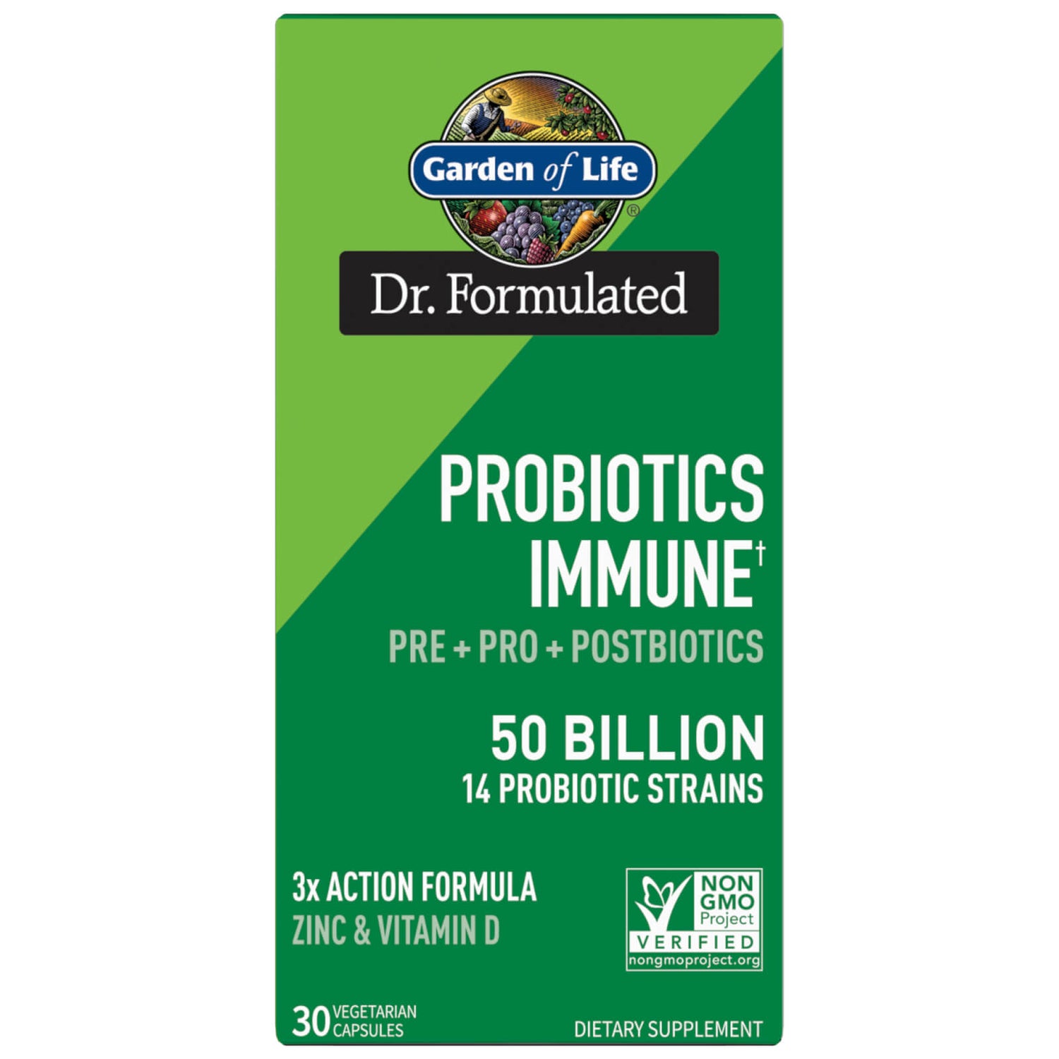 Cápsulas de microbioma para sistema inmunitario y digestivo Dr. Formulated Pre+Pro+Postbiotics 50 000 m