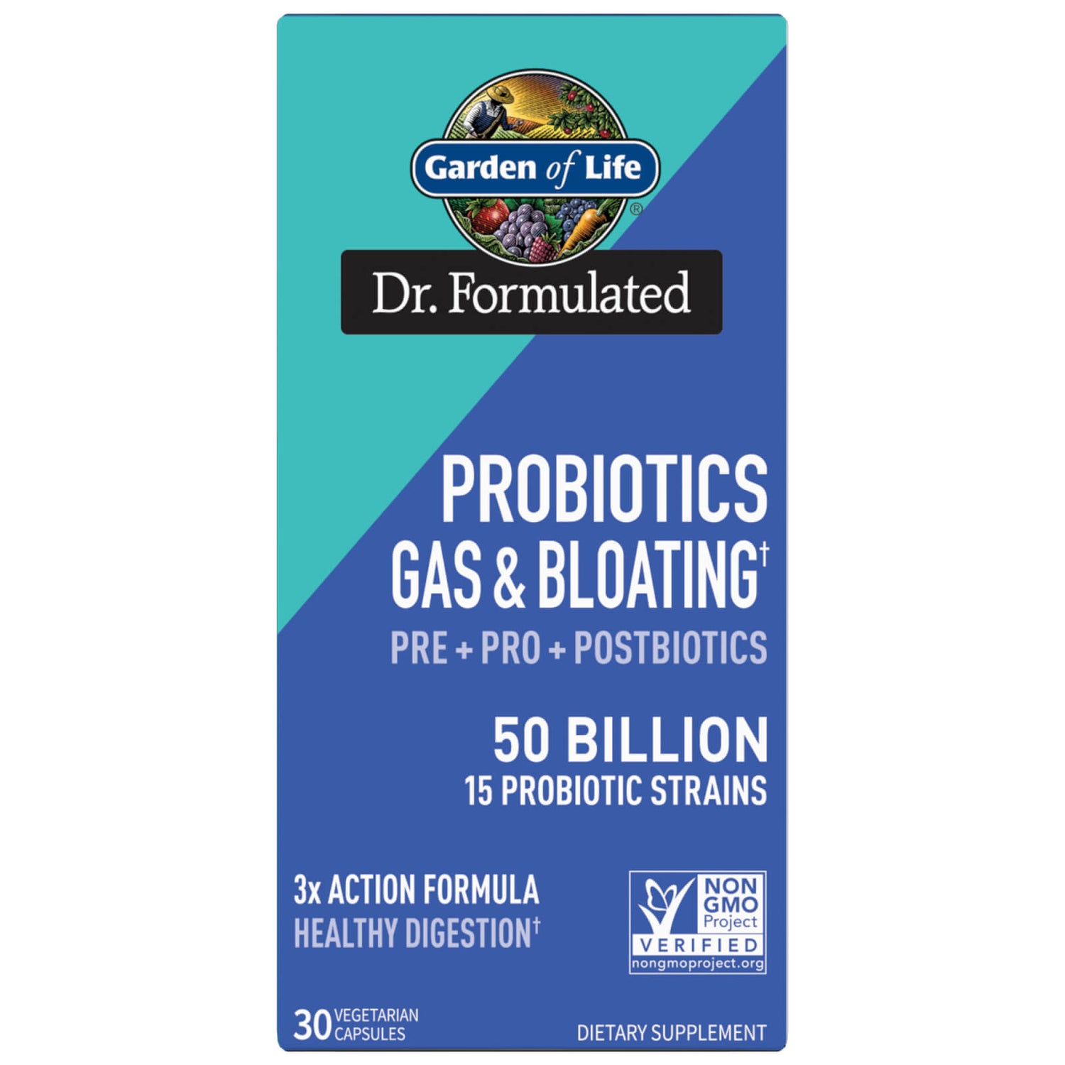 Microbiome anti-flatulences + anti-ballonnements Pre+Pro+Postbiotics 50B Dr. Formulated
