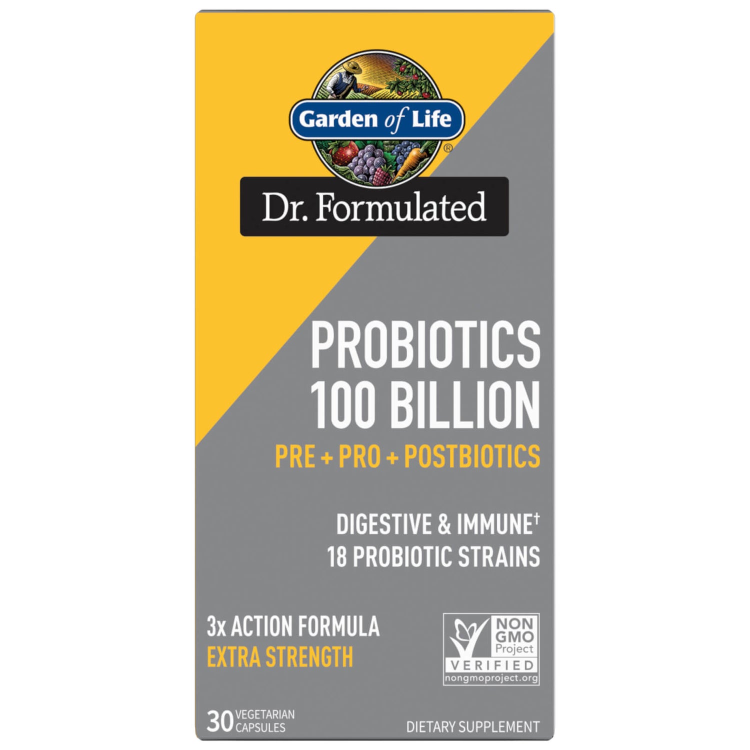 Cápsulas de microbioma Dr. Formulated 100 000 m Pre+Pro+Postbiotics