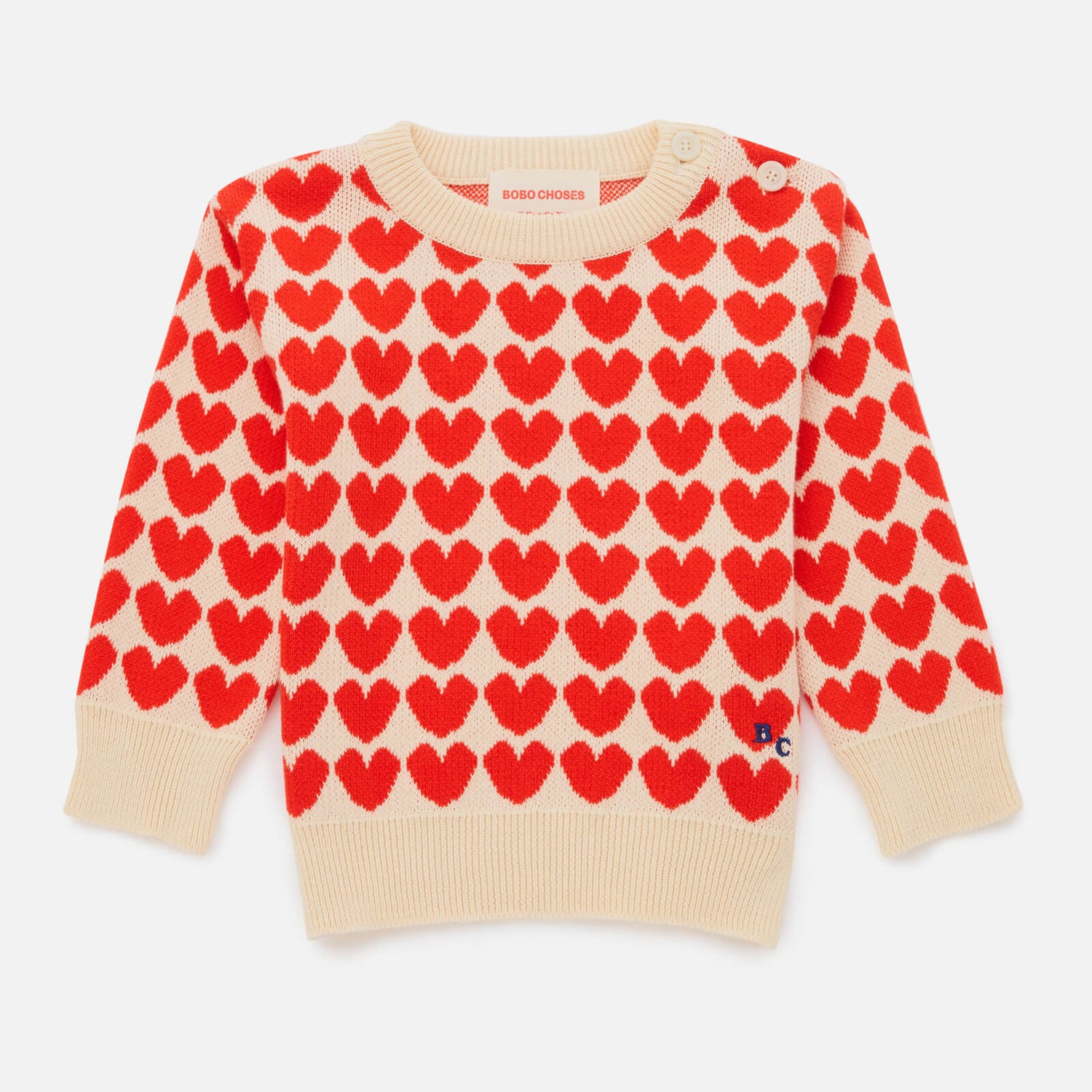 BoBo Choses Baby’s Hearts Cotton Jacquard Jumper - 3-6 months