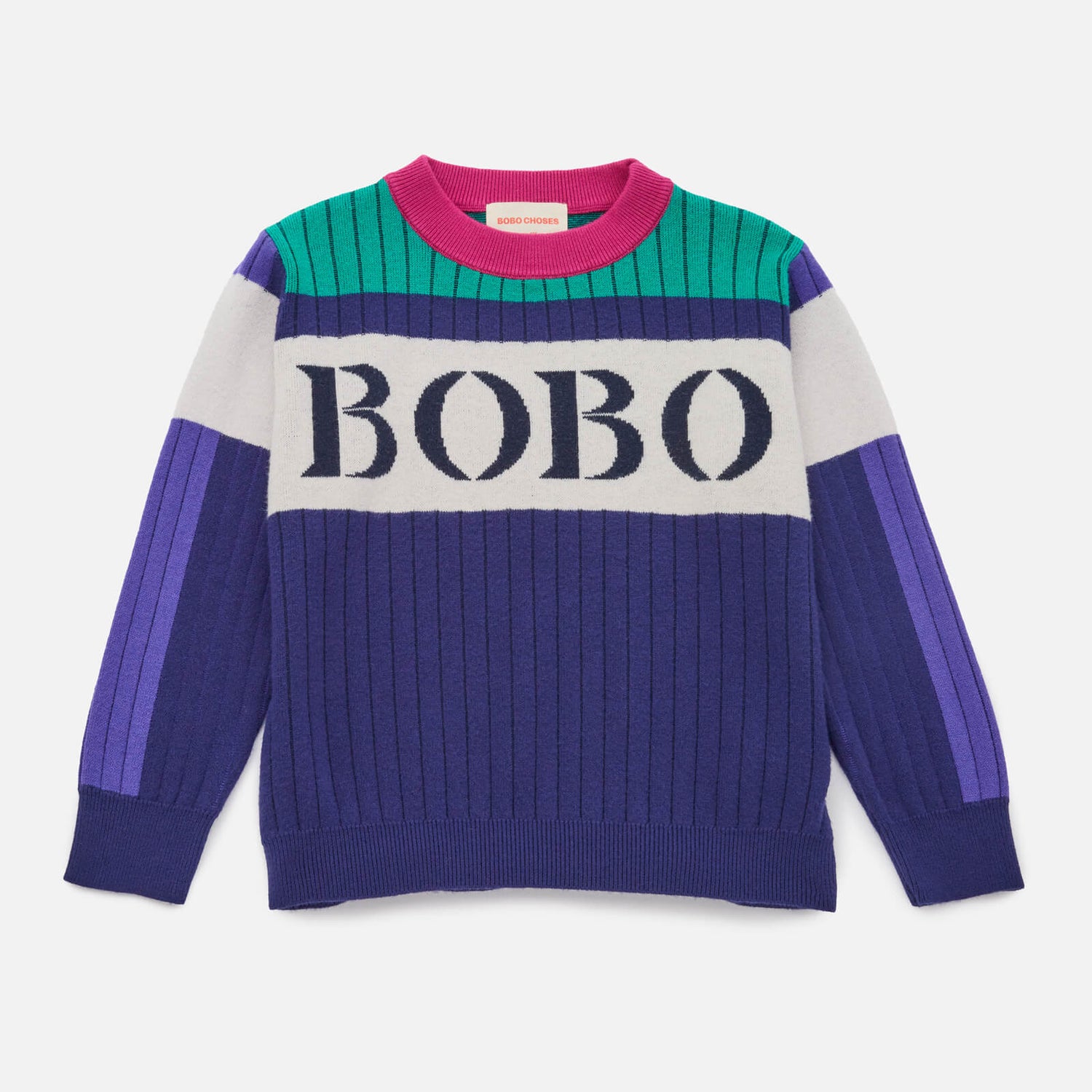 Bobo Choses Colour-Block Logo Intarsia-Knit Jumper - 10-11 Years