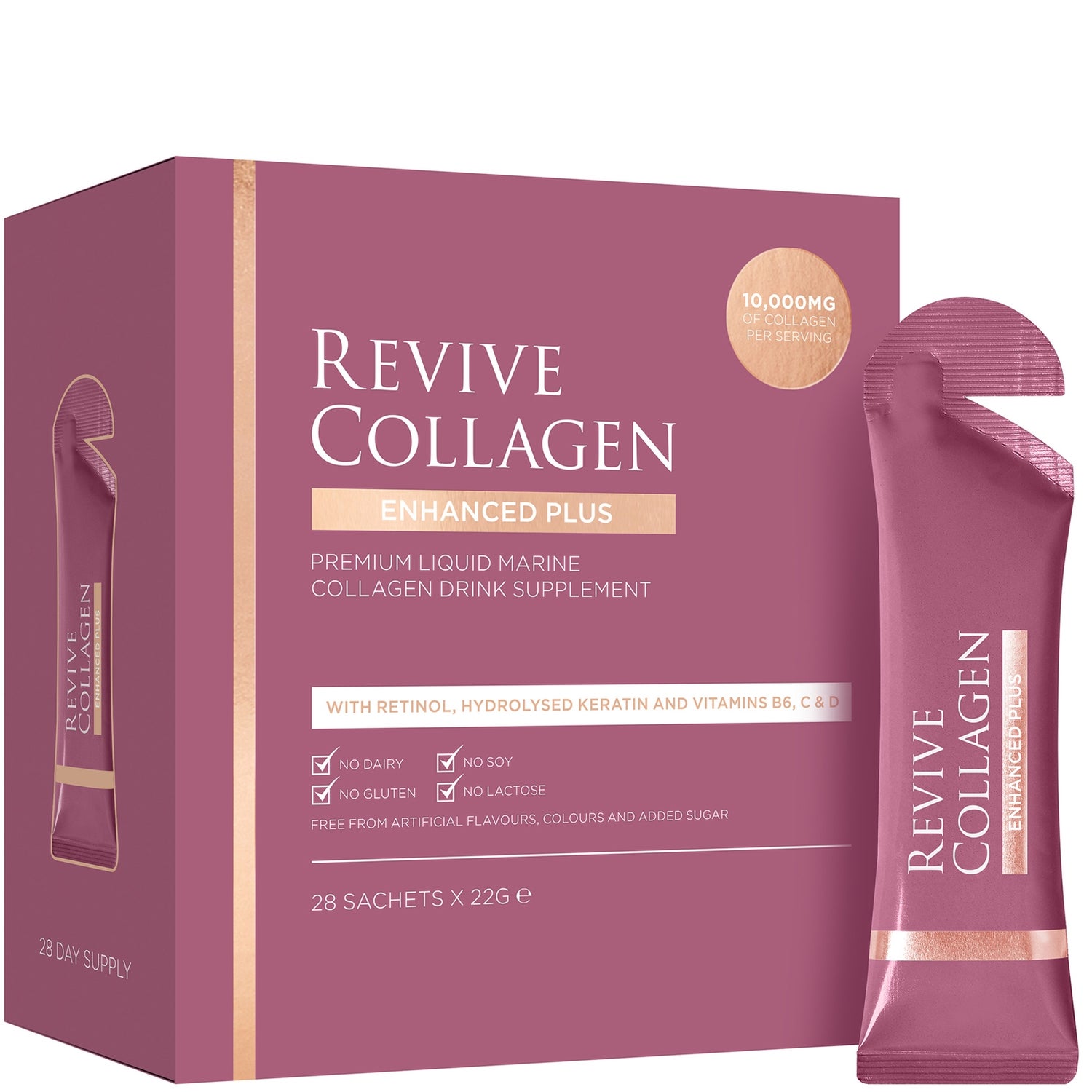Revive Collagen Enhanced Plus 10,000mgs Liquid Hydrolysed Marine Collagen Sachet (28 Day)