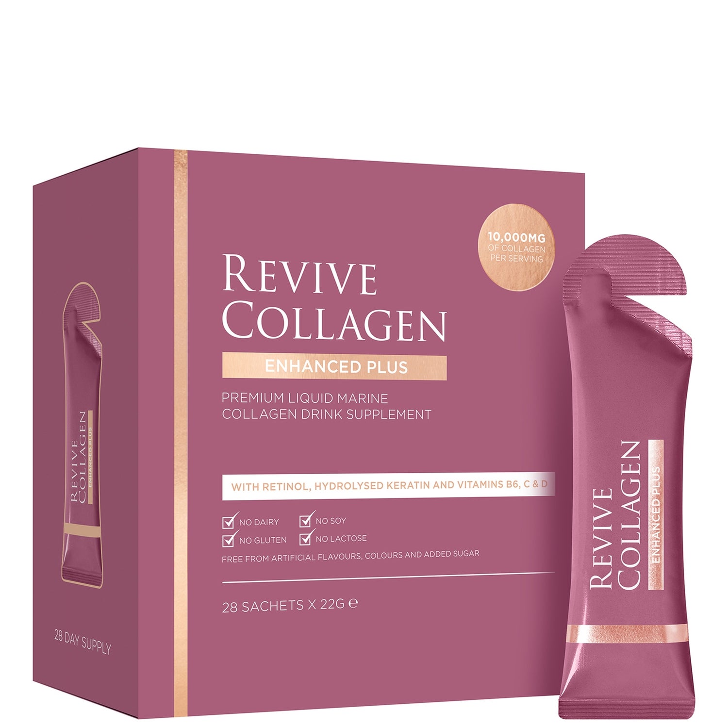 Revive Collagen Enhanced Plus 10,000mgs Liquid Hydrolysed Marine Collagen Sachet (28 Day)