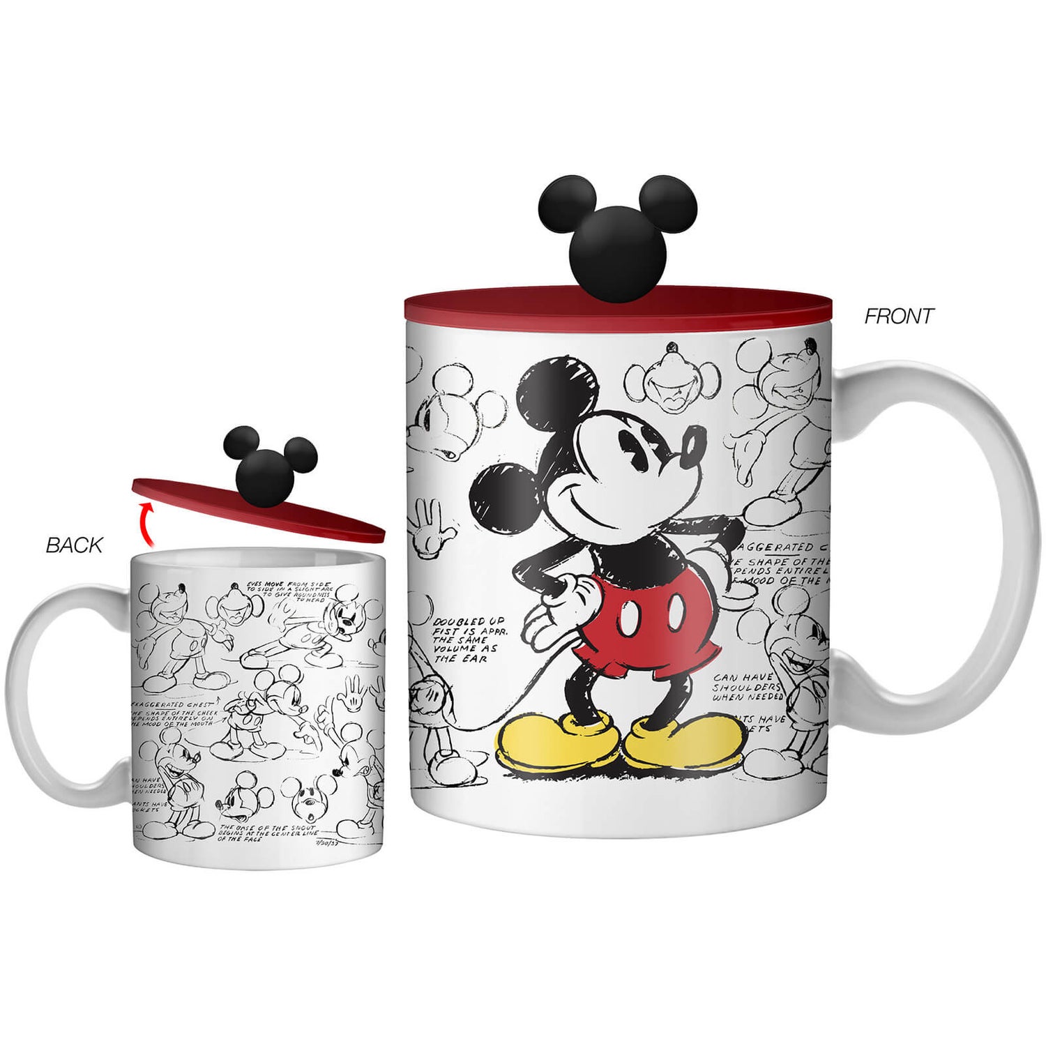 Disney Mickey Heritage Sketch Ceramic Mug with Sculpted Lid