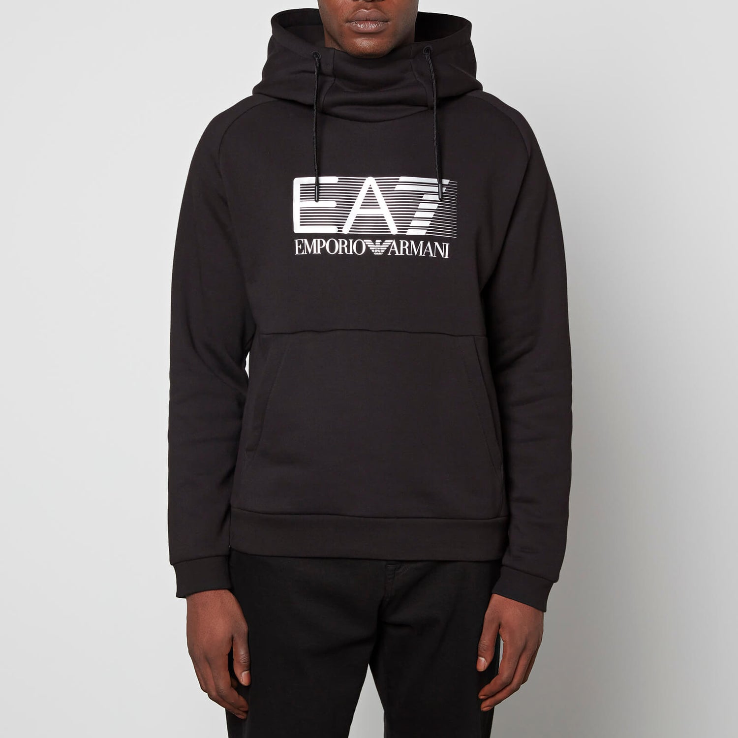 EA7 Logo-Print Stretch-Cotton Hoodie - M