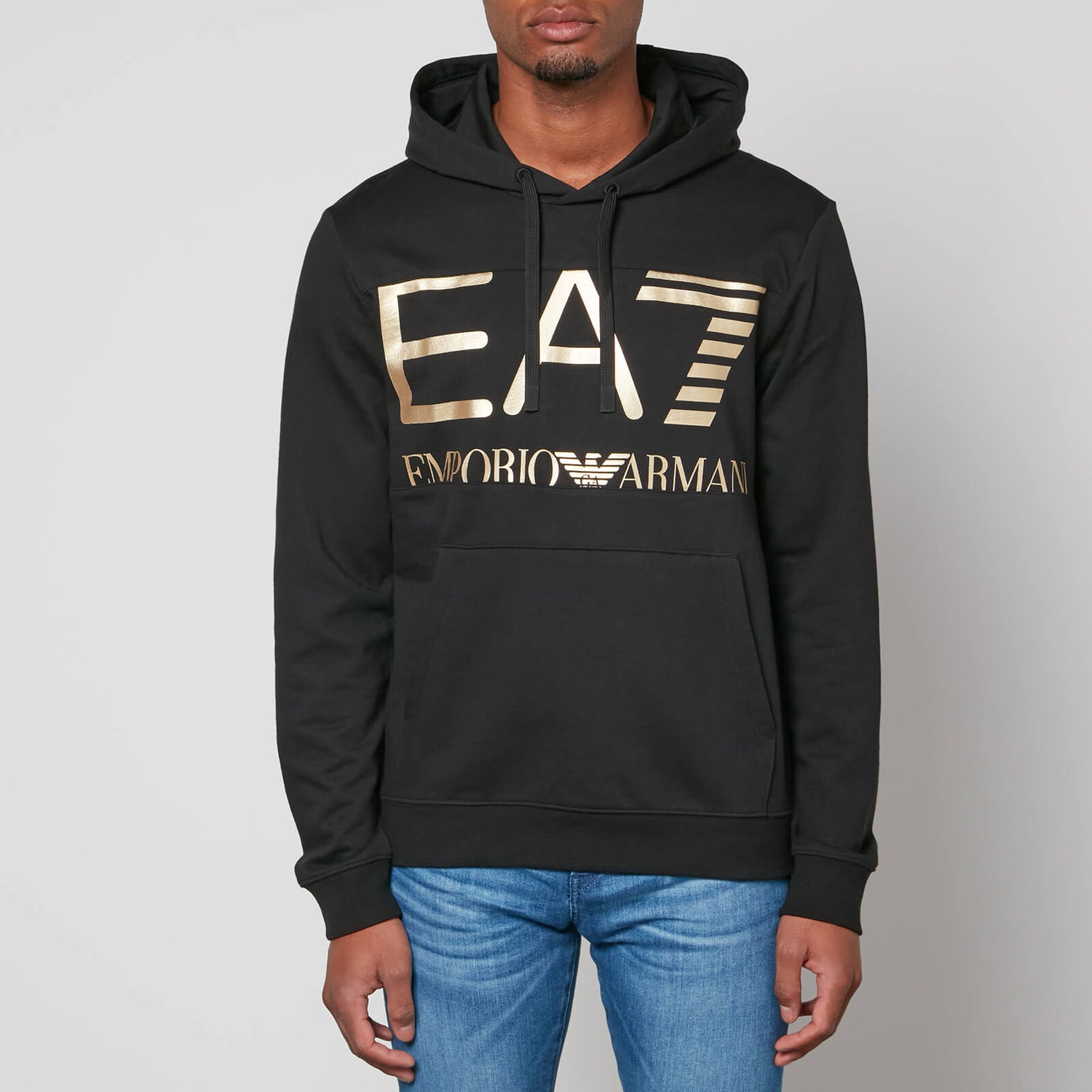 EA7 Logo-Printed Cotton Hoodie - S