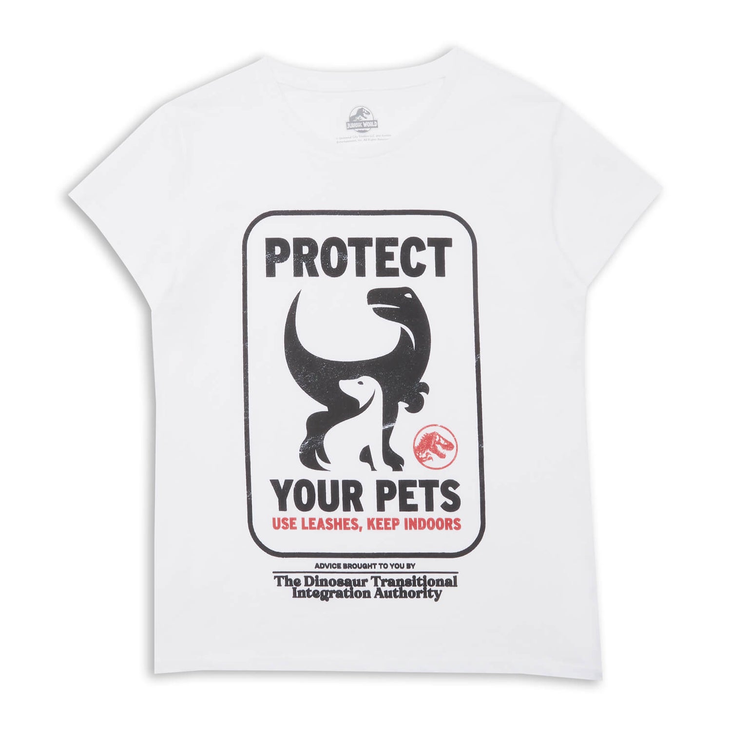 Camiseta Protege tus mascotas de Jurassic World para mujer - Blanco