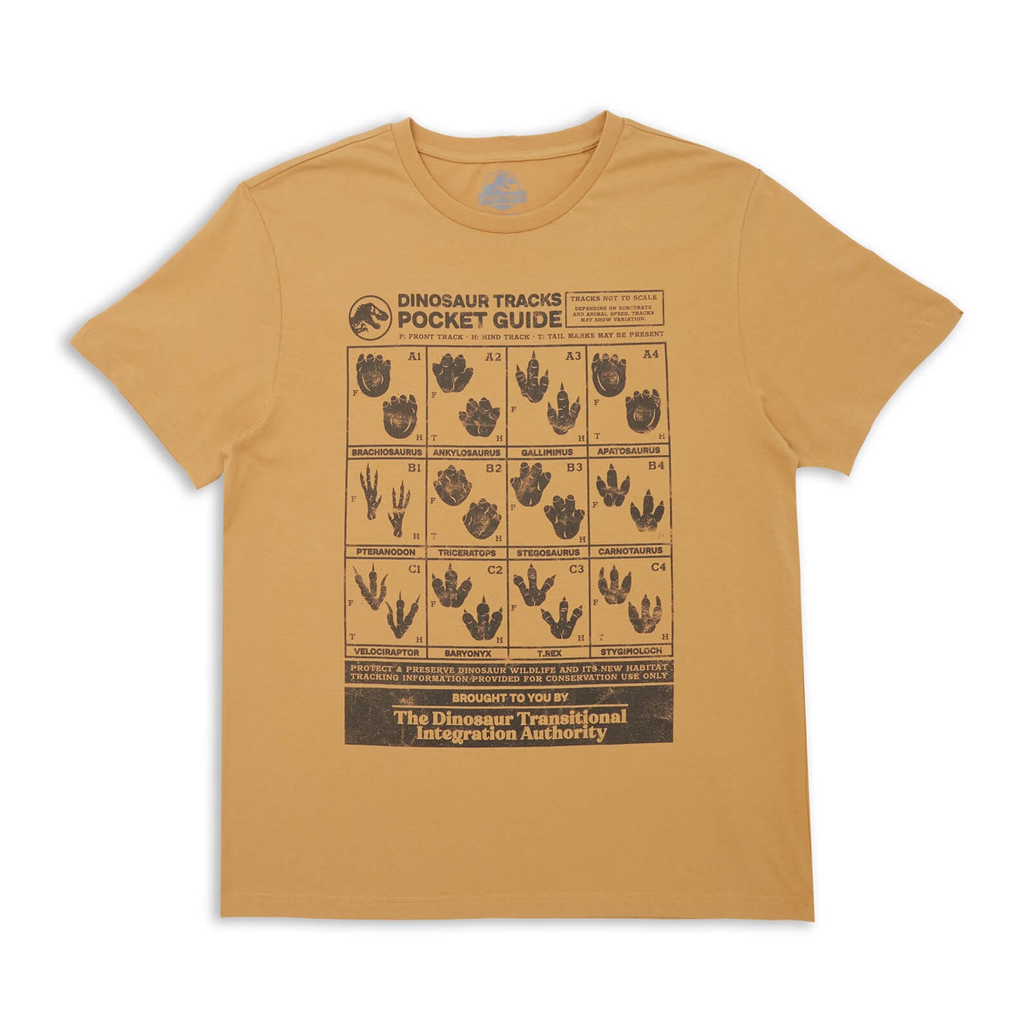 Jurassic World Dino Tracks Pocket Guide Men's T-Shirt - Tan