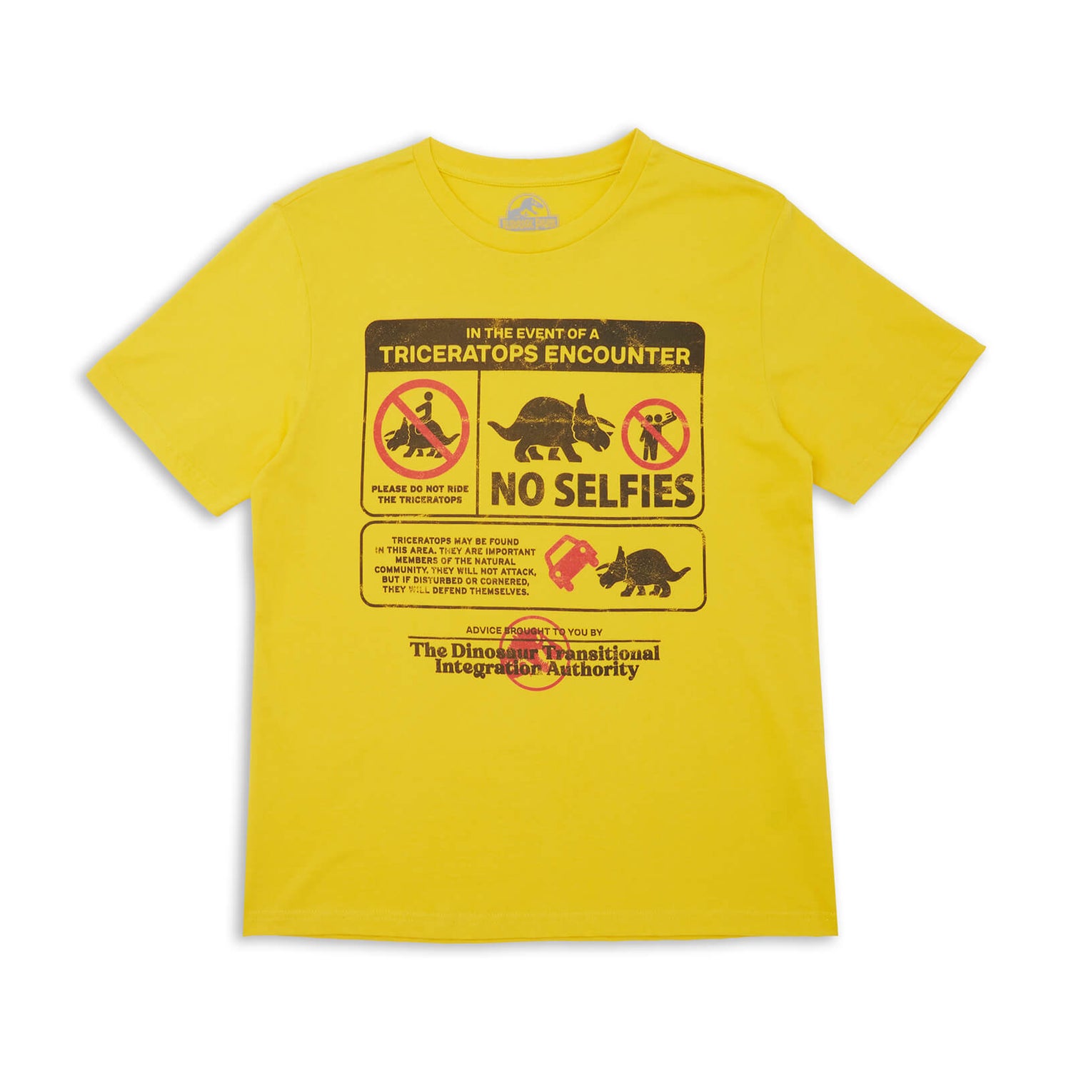 Camiseta Jurassic World Triceratops Encounter Survival Guide - Hombre - Amarillo