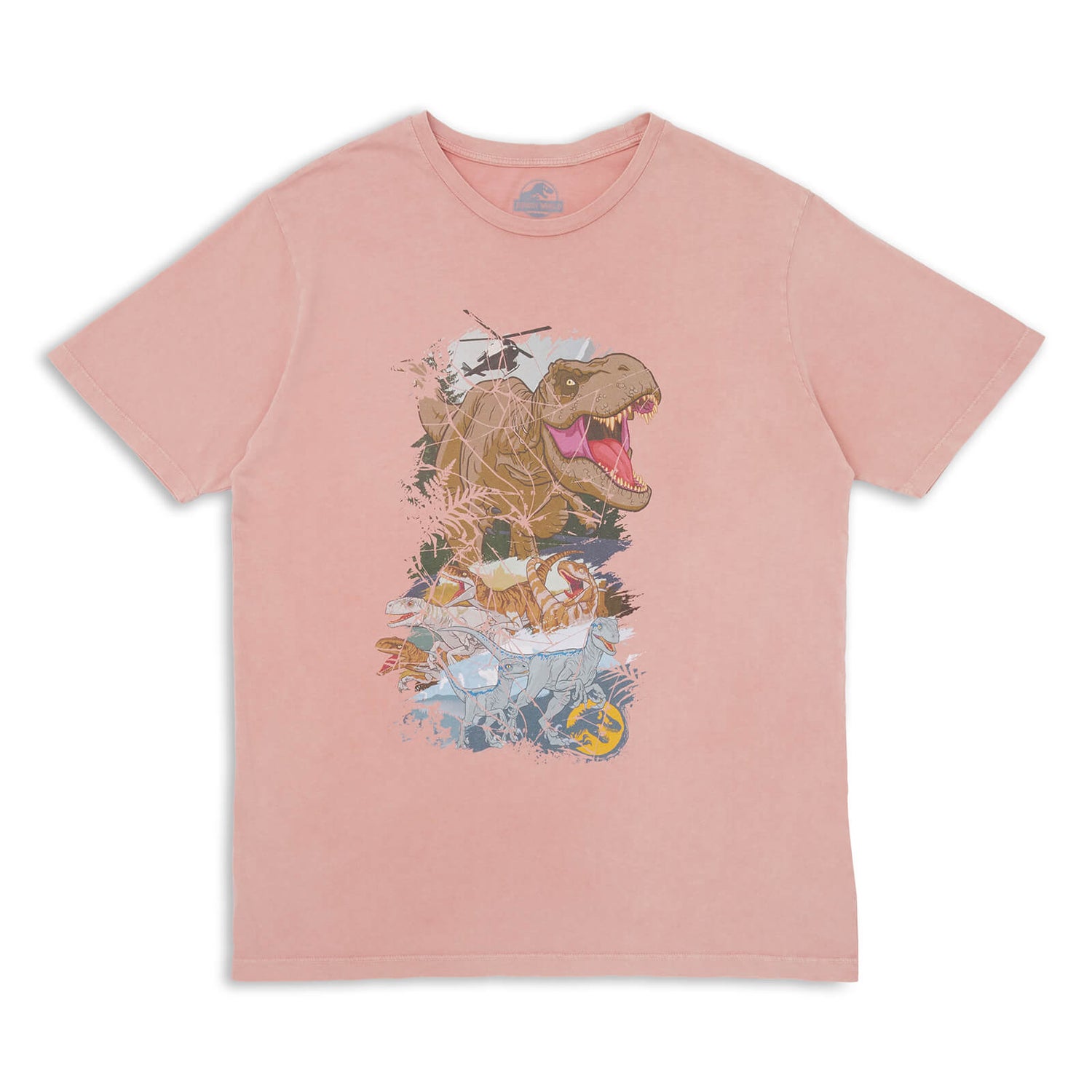 Jurassic World Stacked Unisex T-Shirt - Pink Acid Wash