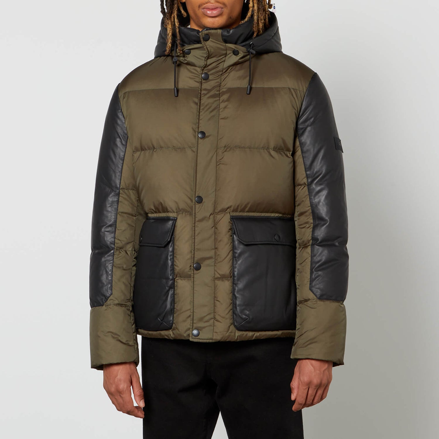 Yves Salomon Leather and Shell Puffer Jacket - 48/M