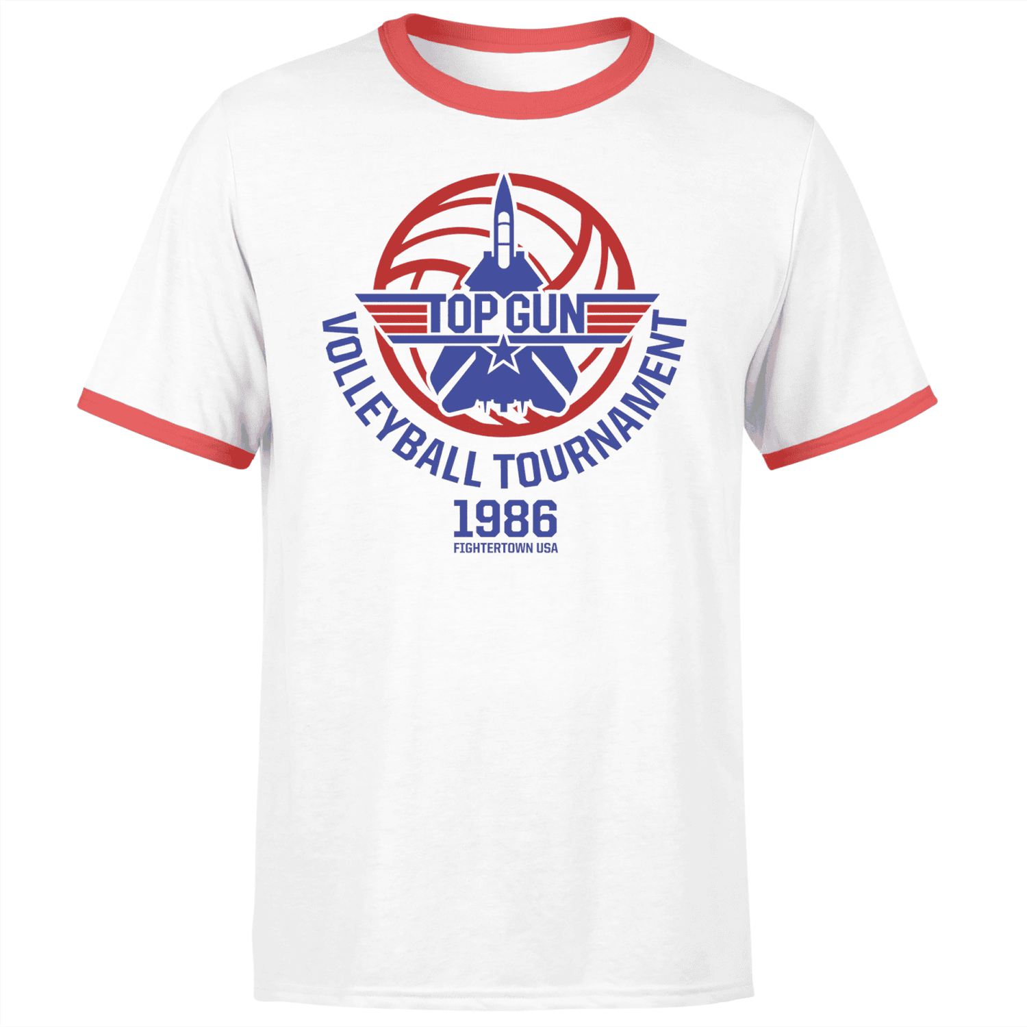 T-Shirt Top Gun Tournoi de volley-ball Unisexe - Blanc/Rouge