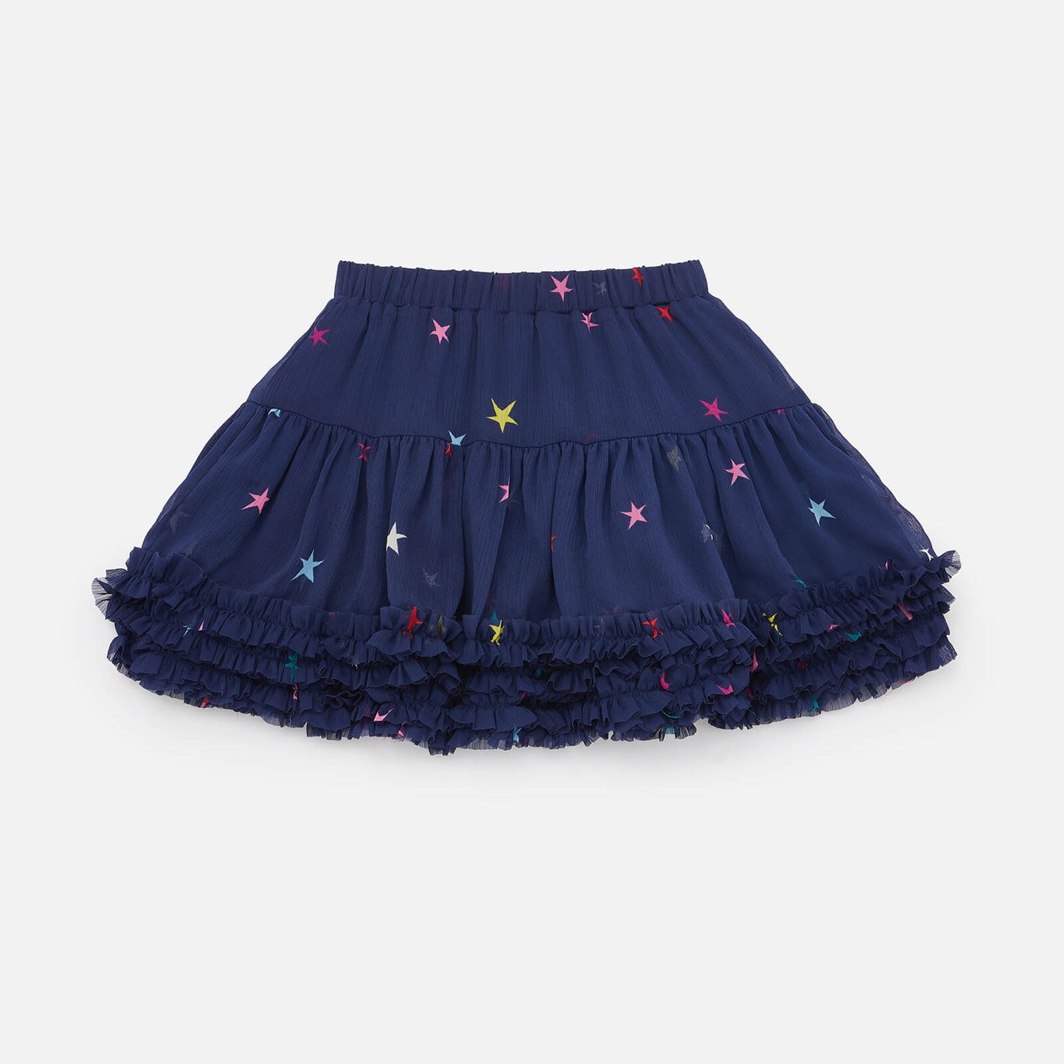 Joules Girls' Lillian Star Print Ruffle Chiffon Skirt - 3 Years