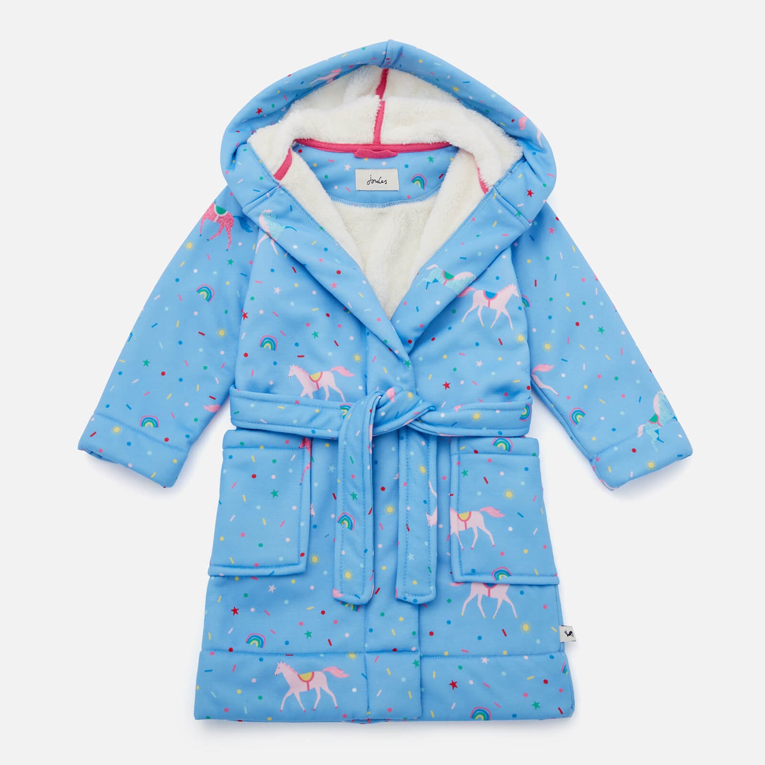 Joules Kids' Starlight Jersey and Faux Fur Dressing Gown - 1 - 2 Years