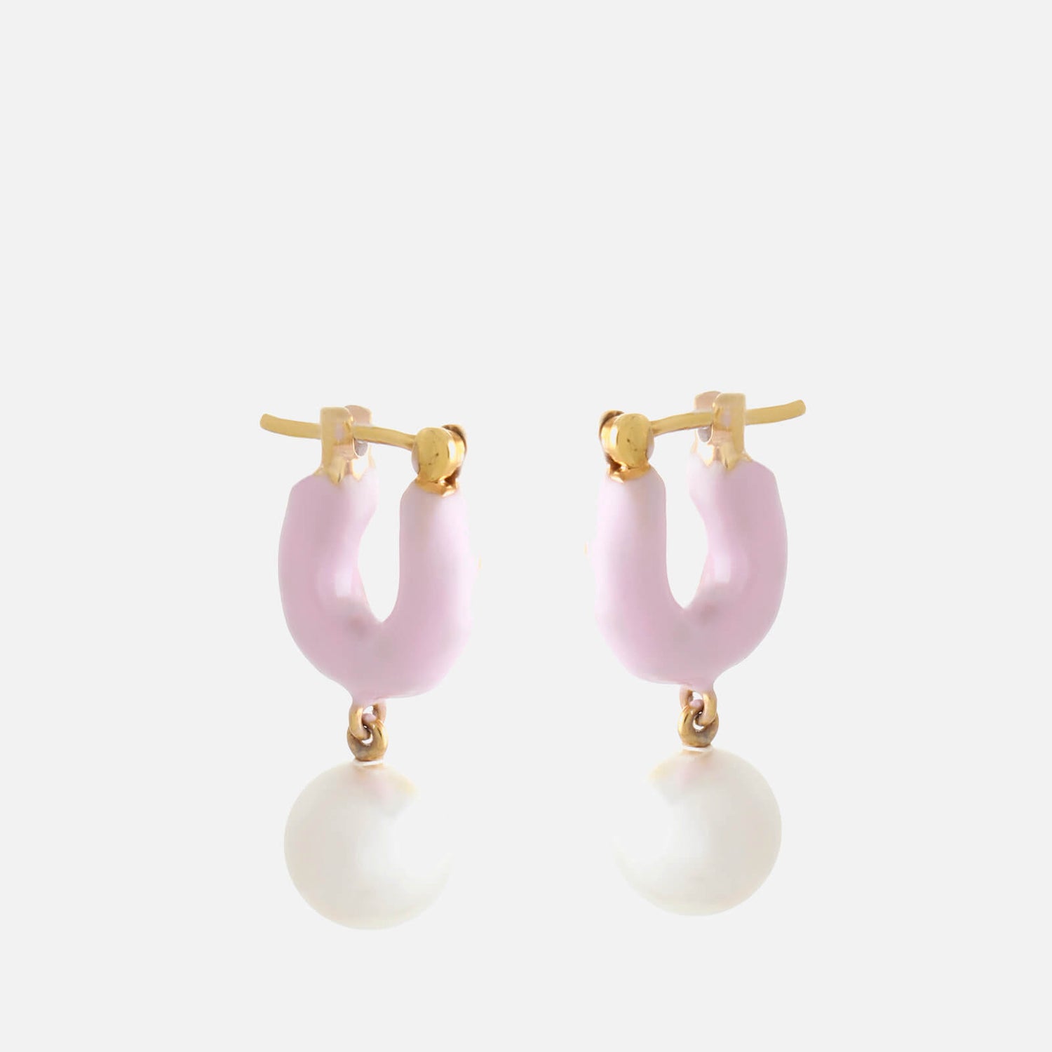 Joanna Laura Constantine Wave Pearl, Enamel and Gold-Tone Hoop Earrings