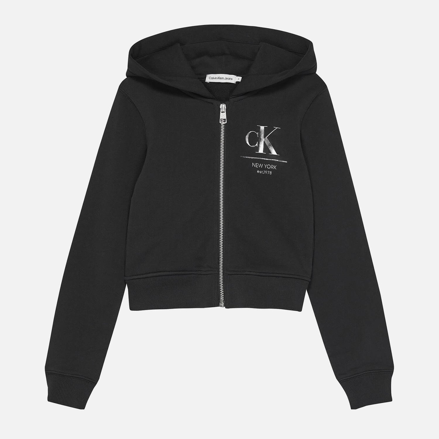 Calvin Klein Girls' Logo-Print Cotton Zip-Up Hoodie