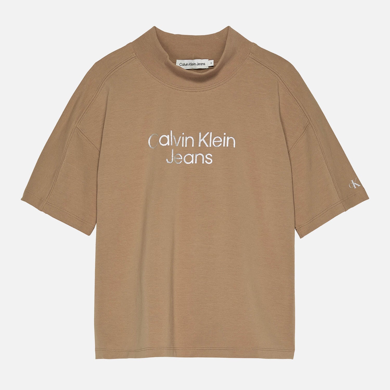Calvin Klein Girls Logo-Print Stretch-Cotton T-Shirt - 8 Years