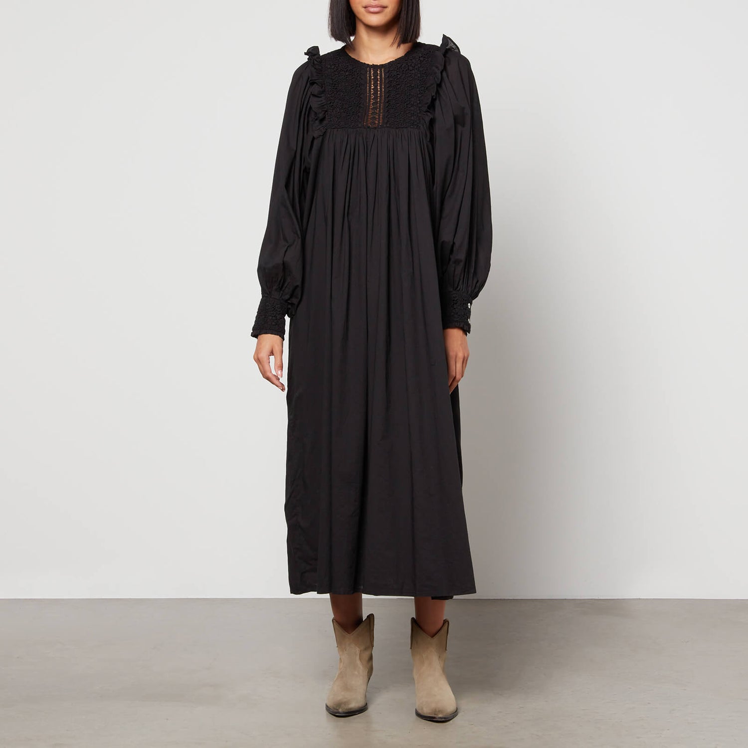 Skall Studio Phoebe Ruffle and Lace-Trimmed Organic Cotton Dress