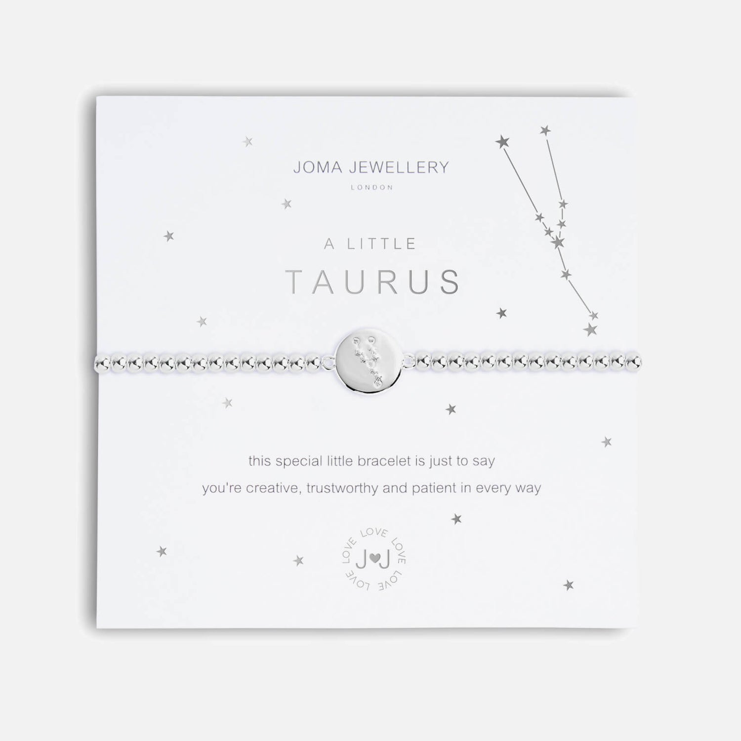 Joma Jewellery Women's A Little Taurus Silver Bracelet Stretch - Silver