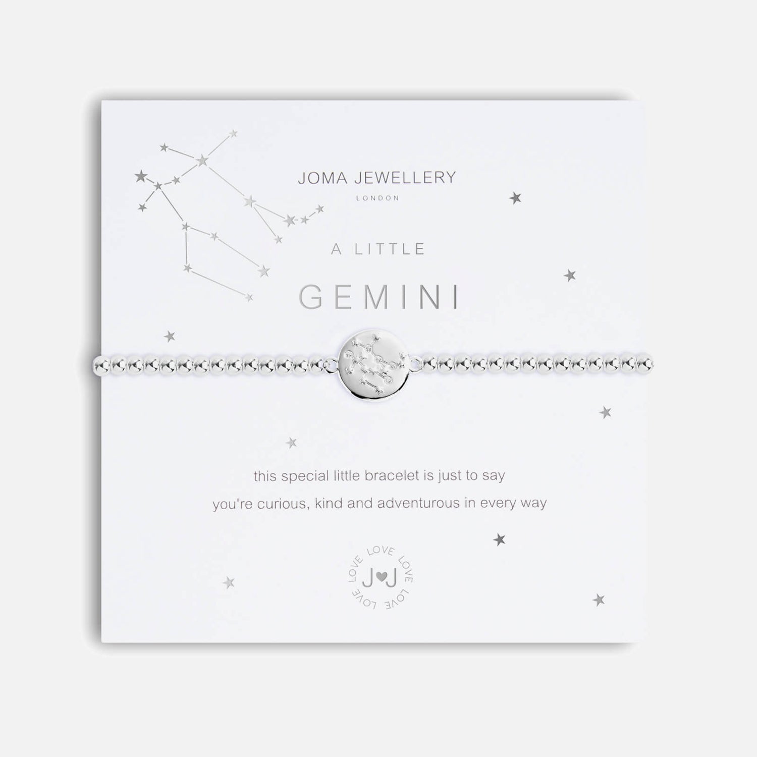 Joma Jewellery Women's A Little Gemini Silver Bracelet Stretch - Silver