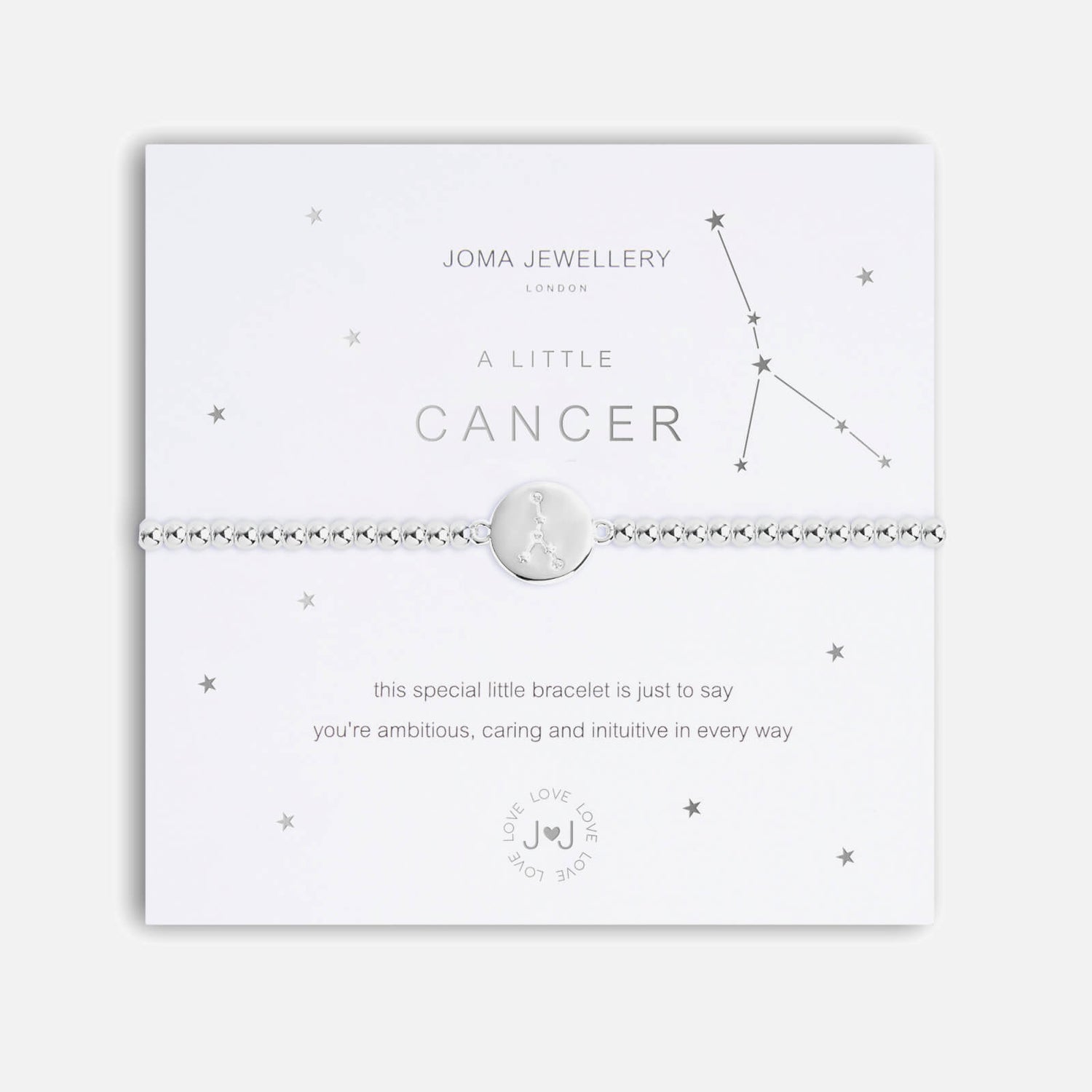 Joma Jewellery Women's A Little Cancer Silver Bracelet Stretch - Silver